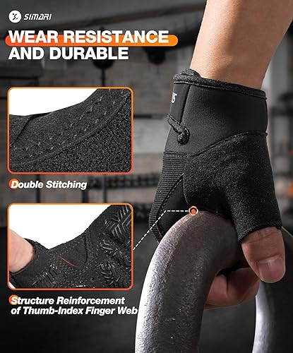Miniatura 4 de SIMARI Guantes de entrenamiento transpirables para hombres y mujeres, guantes de levantamiento de pesas con relleno, agarre, protección completa de