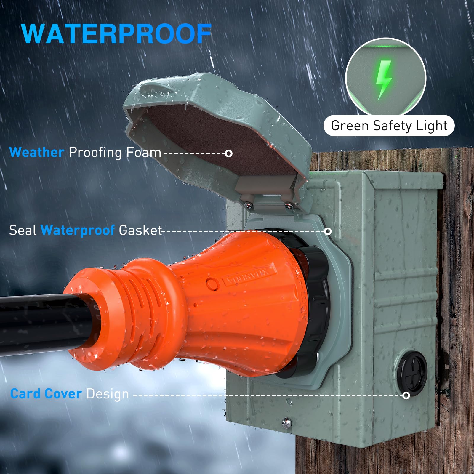 Nilight Przedłużacz generatora 50 A i skrzynka wlotowa zasilania 125/250 V Heavy Duty 6/3+8/1 Gauge STW ETL NEMA 14-50P/SS2-50R Twist Lock złącze do generatora kampera do użytku na zewnątrz