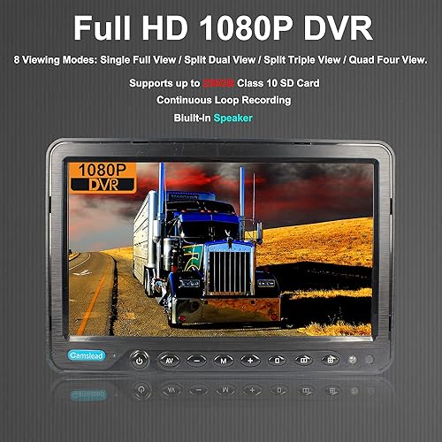 Miniatura 2 de Monitor de 7 pulgadas 1080P Sistema de cámara de visión trasera con cable, grabadora DVR, compatible con tarjeta SD de 256 GB, entrada de 4 canales,