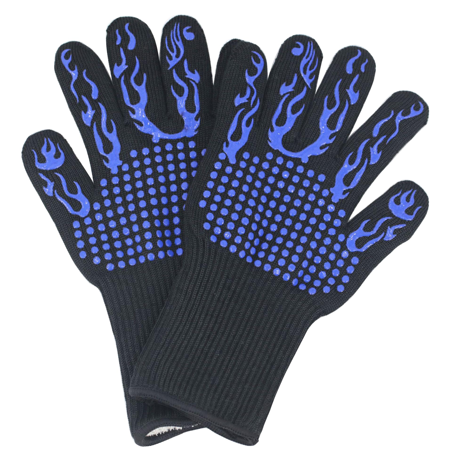 DoMii Guantes para barbacoa resistentes al calor a 800.0 °C, guantes de horno antideslizantes de silicona para barbacoa, camping, microondas, ahumador, cocina, 1 par de 12 pulgadas, color azul