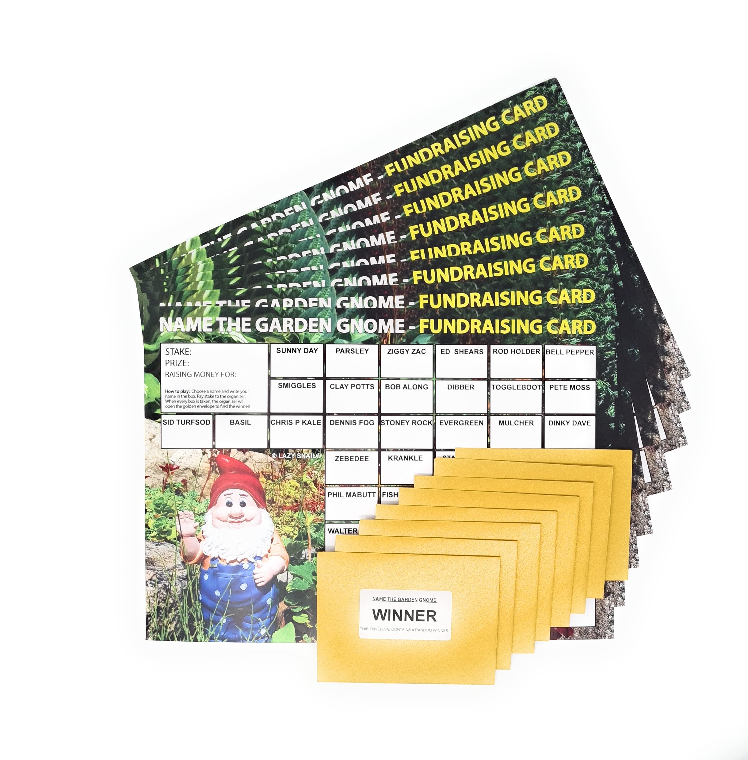 Lazy Snail ‘Name the Garden Gnome’ Fundraising Cards Pack of 8 (A4 Size - Image 3