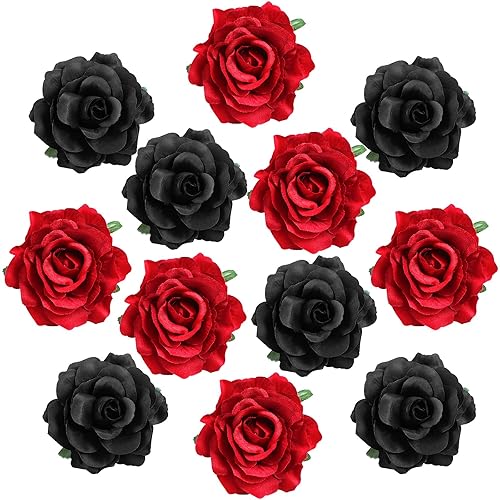 12 pinzas de tela con diseño de rosas para el cabello, horquilla de rosa, broche mexicano para el cabello, accesorios para el cabello para mujeres,
