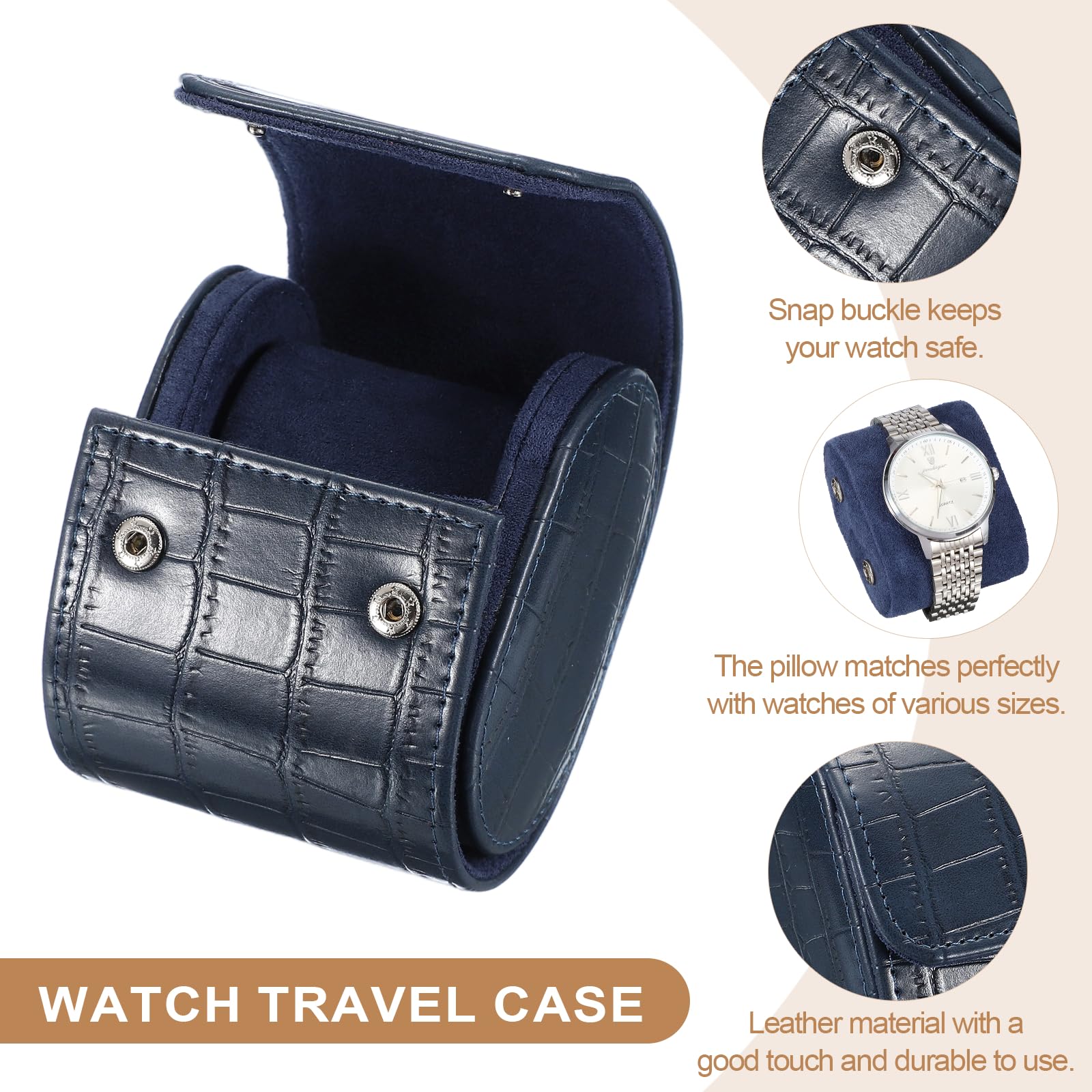 Custodia da viaggio per orologio da uomo in pelle con motivo coccodrillo, astuccio arrotolabile per orologio, scatola portaoggetti portatile per orologio, ideale per Natale, compleanno e anniversari