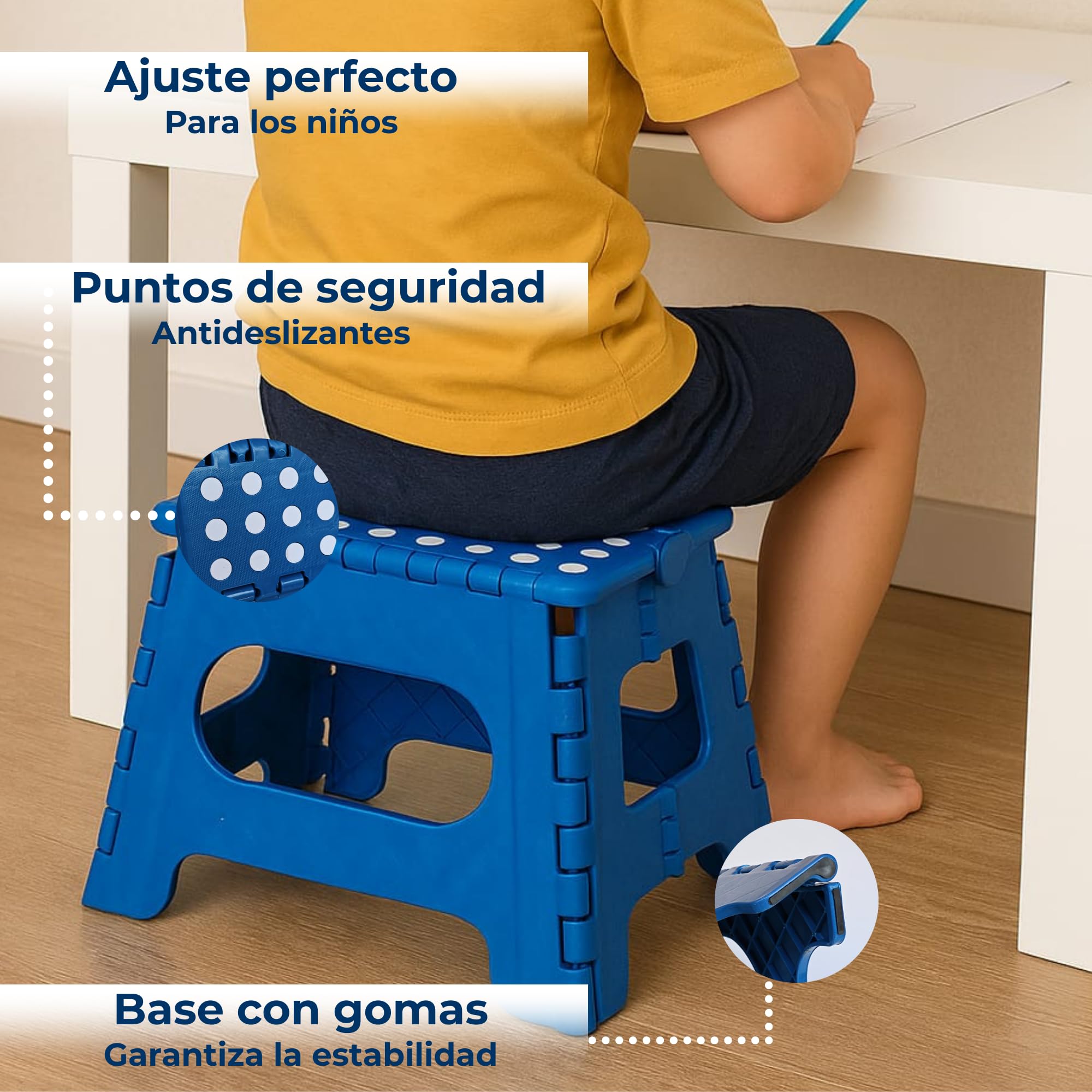 Taburete de Baño Antideslizante Plegable para Niños y Adultos, Escabel Portátil hasta 120 kg