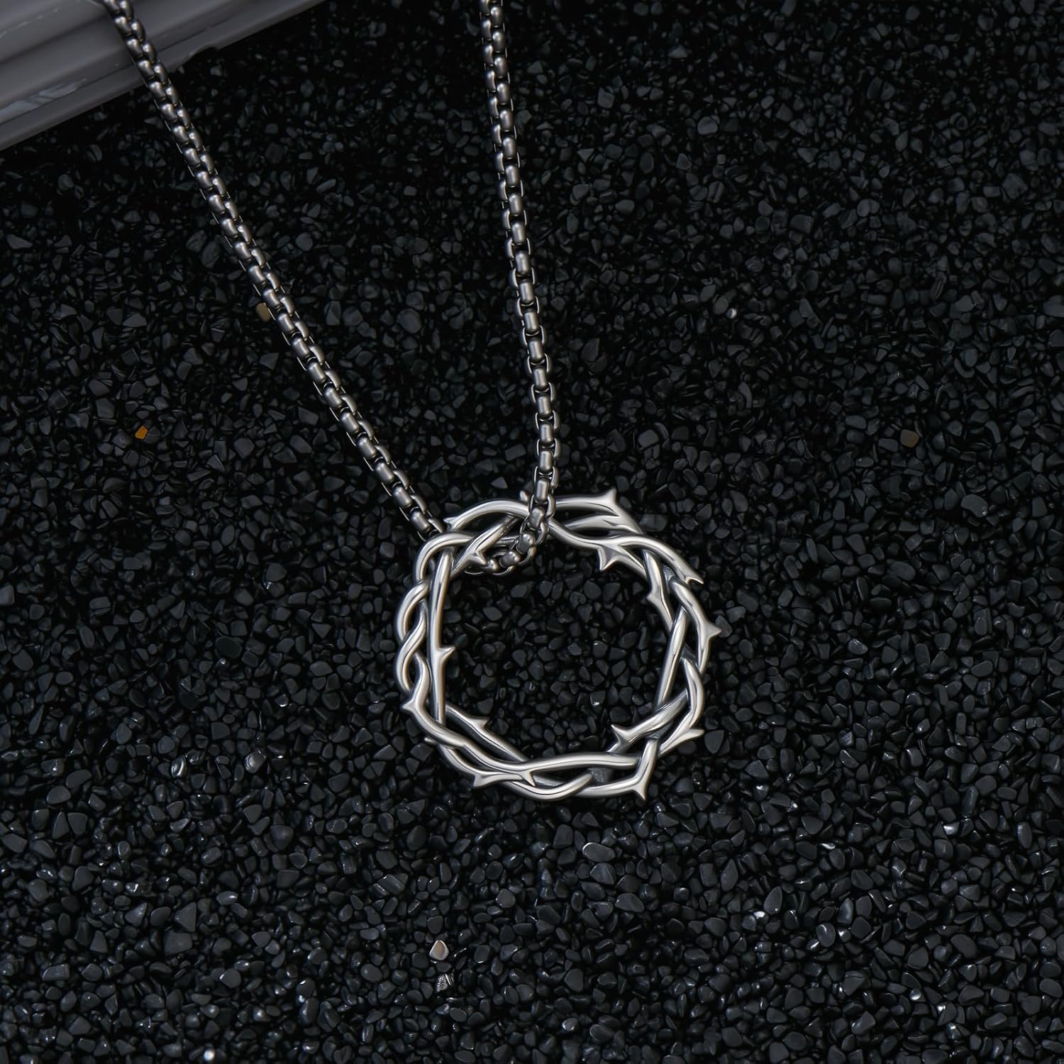 Crown of Thorns Necklace for Men 925 Sterling Silver Nail Cross Necklace Pendant Religious Christian Jewelry Valentines Day Gifts for Men