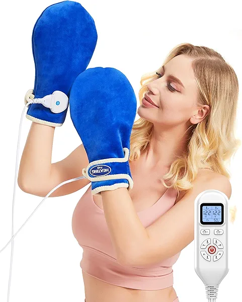 Electric Heated Mittens for Hands & Fingers - Heated Gloves & Hand Warmer for Carpal Tunnel Arthritis Tendonitis Pain Relief - Auto Shut Off Therapy Mittens for Men Women,86-158℉ (A Pair)