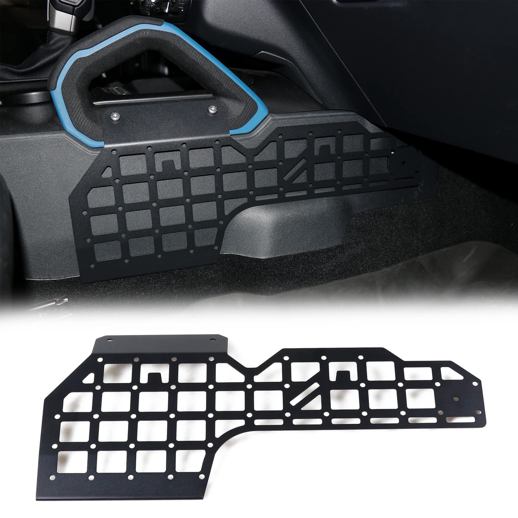 sukemichi for Ford Bronco Center Console MOLLE Panel Organizer Hanging Rack Passenger Side Interior Accessories (Not for Sport)