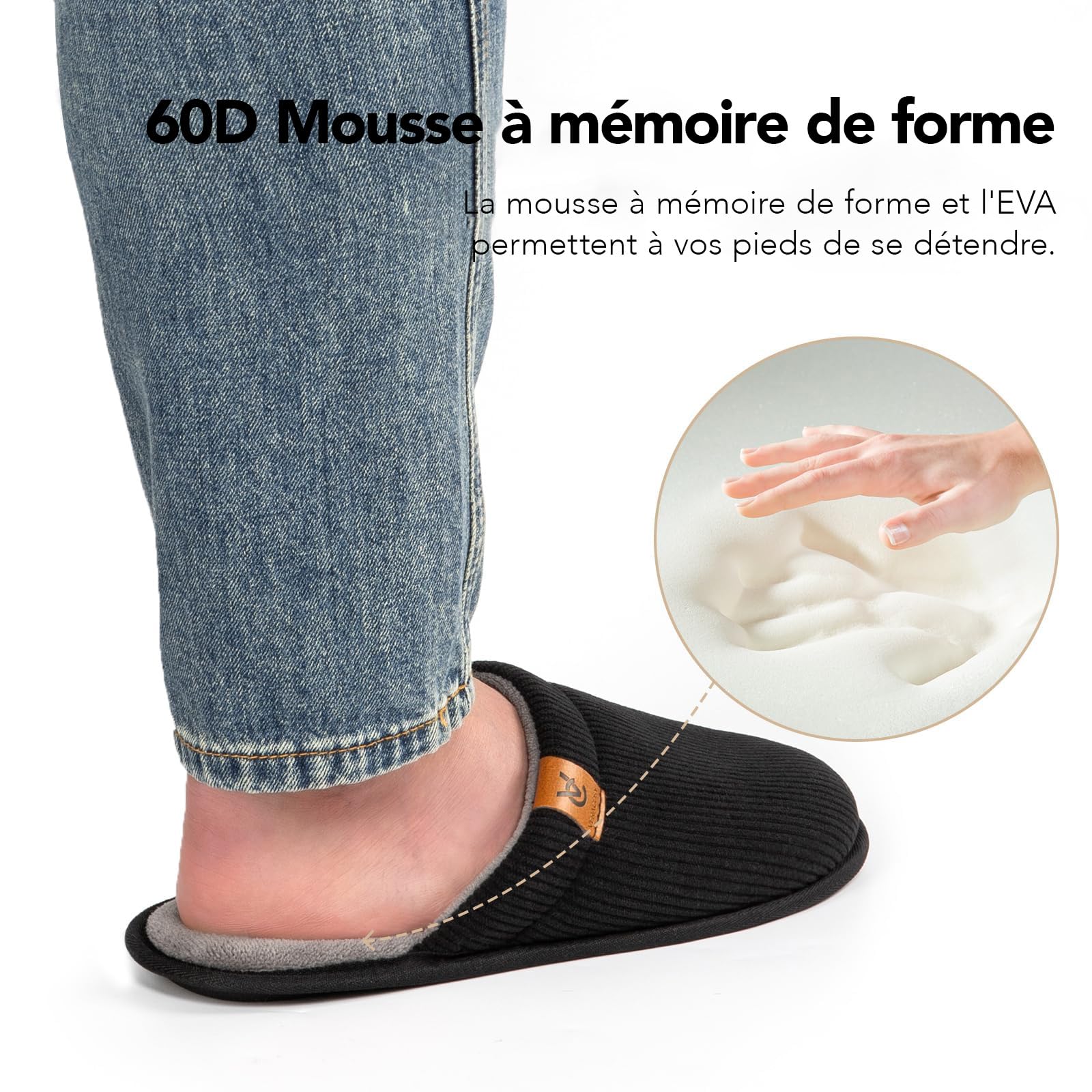 VeraCosy Chaussons respirantes douces pour hommes à mémoire foam intérieur outdoor l'été et l'automne pantoufles