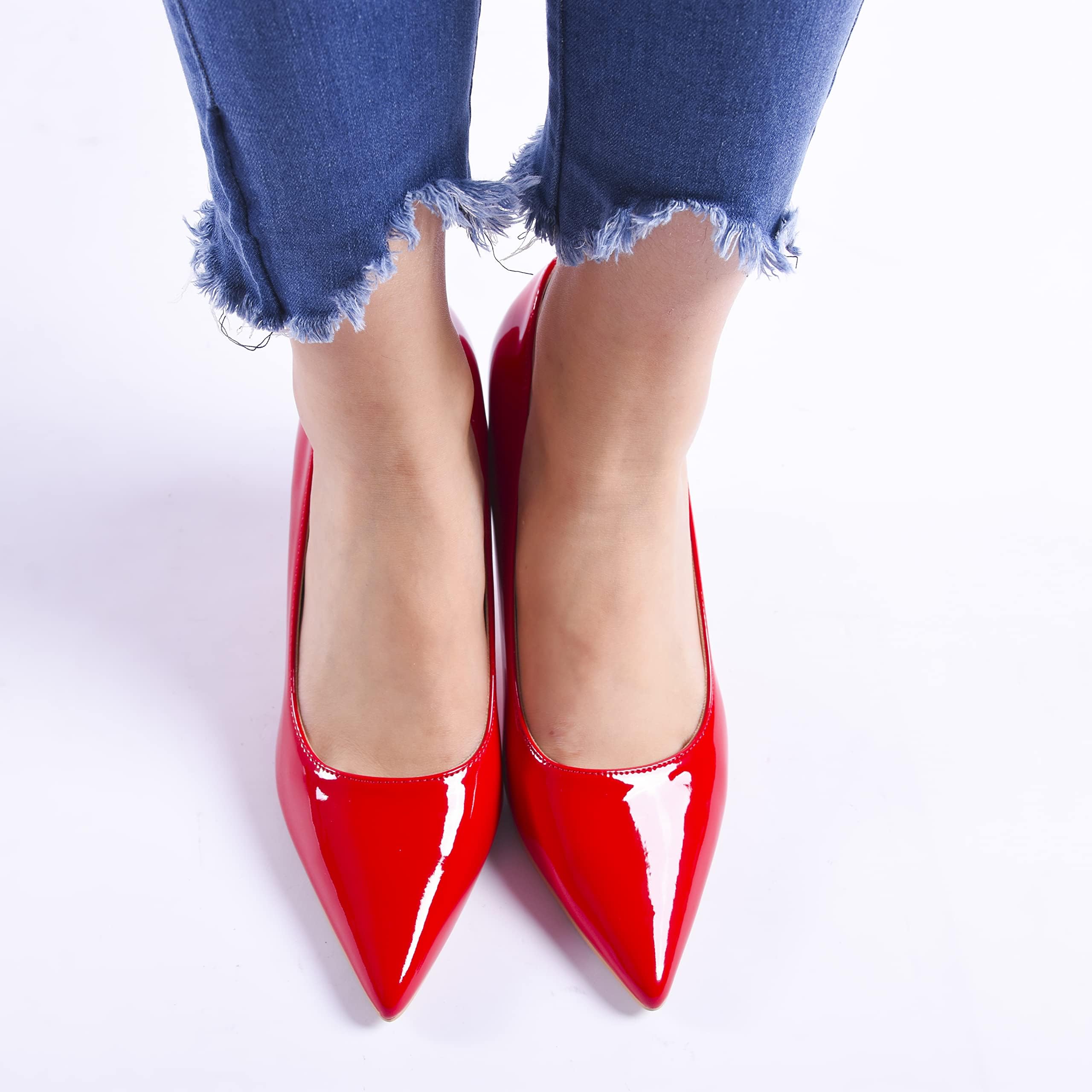 GENSHUO Donna Tacco Alto, Scarpe Tacco a Spillo 8 cm Décolleté con Tacco per Le Donne Scarpe da Sera a Punta Abito da Sera Pompe Prom Stiletto High Heels