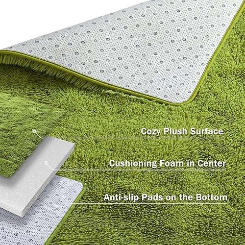 Miniatura 5 de Alfombras peludas súper suaves para sala de estar y dormitorio, alfombras de peluche mullidas, antideslizantes, para interiores, 5 x 8 pies, color