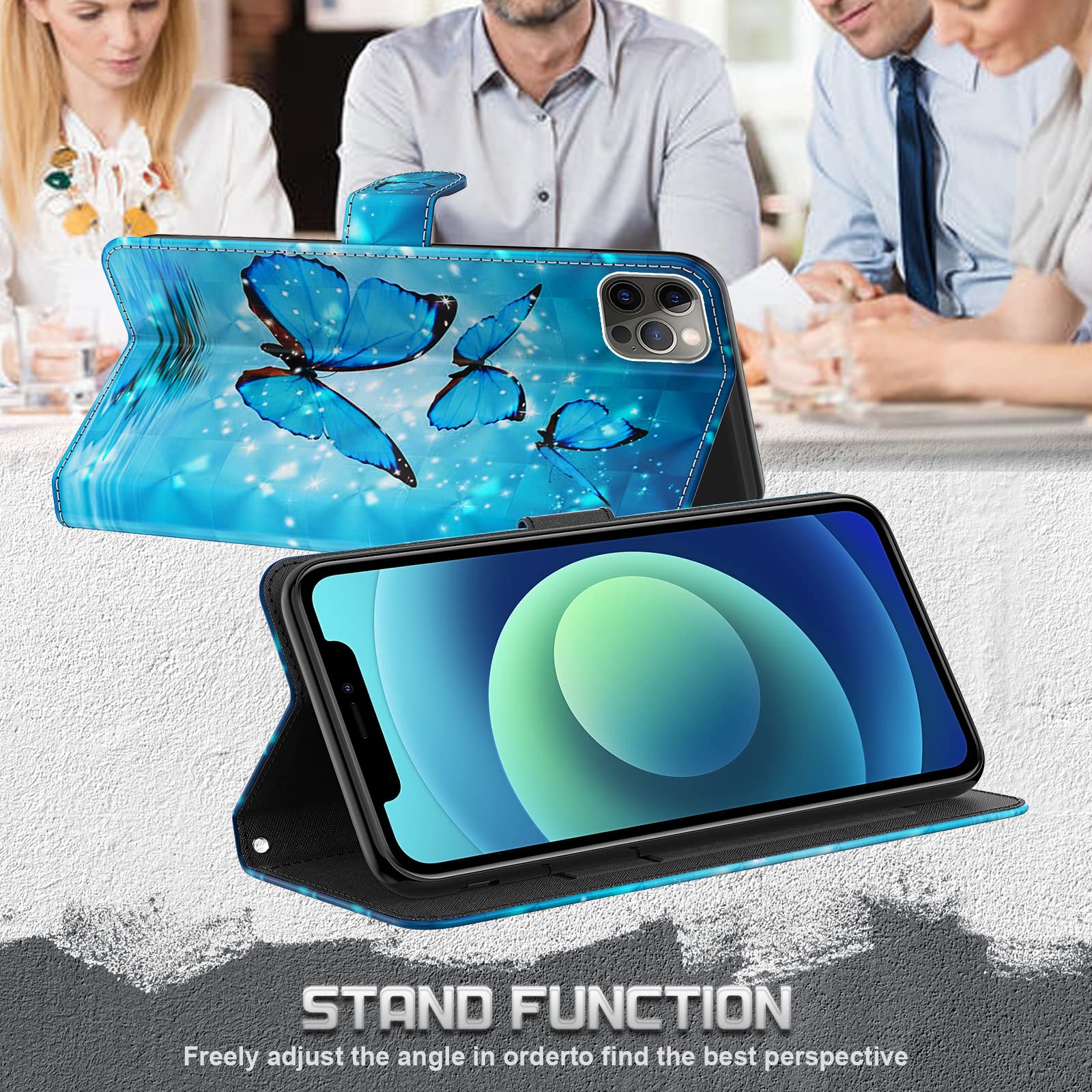 Cover per OnePlus 10 Pro da 6,7 pollici Custodia Caso in pelle [Morbido TPU] [Magnet] [Slot per schede], Antiurto Premium Flip Custodia OnePlus 10 Pro 5G Cover 2022 (Farfalla blu)