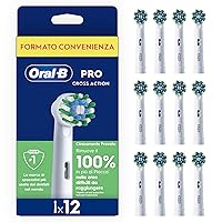 Oral-B Testina Di Ricambio PRO Cross Action Bianca, Confezione Da 12 Testine