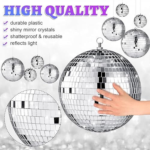 Miniatura 3 de Sumind 35 piezas de adornos de bolas de discoteca con espejo colgante, decoración de mini bola de discoteca plateada, bola de espejo reflectante,