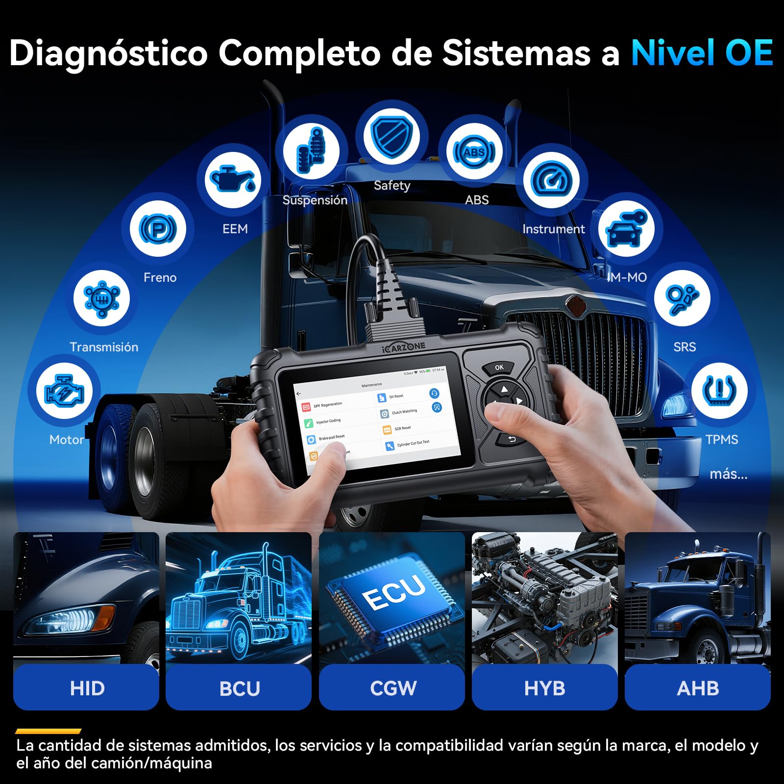 Máquina Diagnosis HD S700 para Camiones Pesados Sistema Completo Escáner, 8 Servicios, Diagnóstico para Cummins/Freightliner/Paccar/International/Mack/Hino/Isuzu Actualización de por Vida