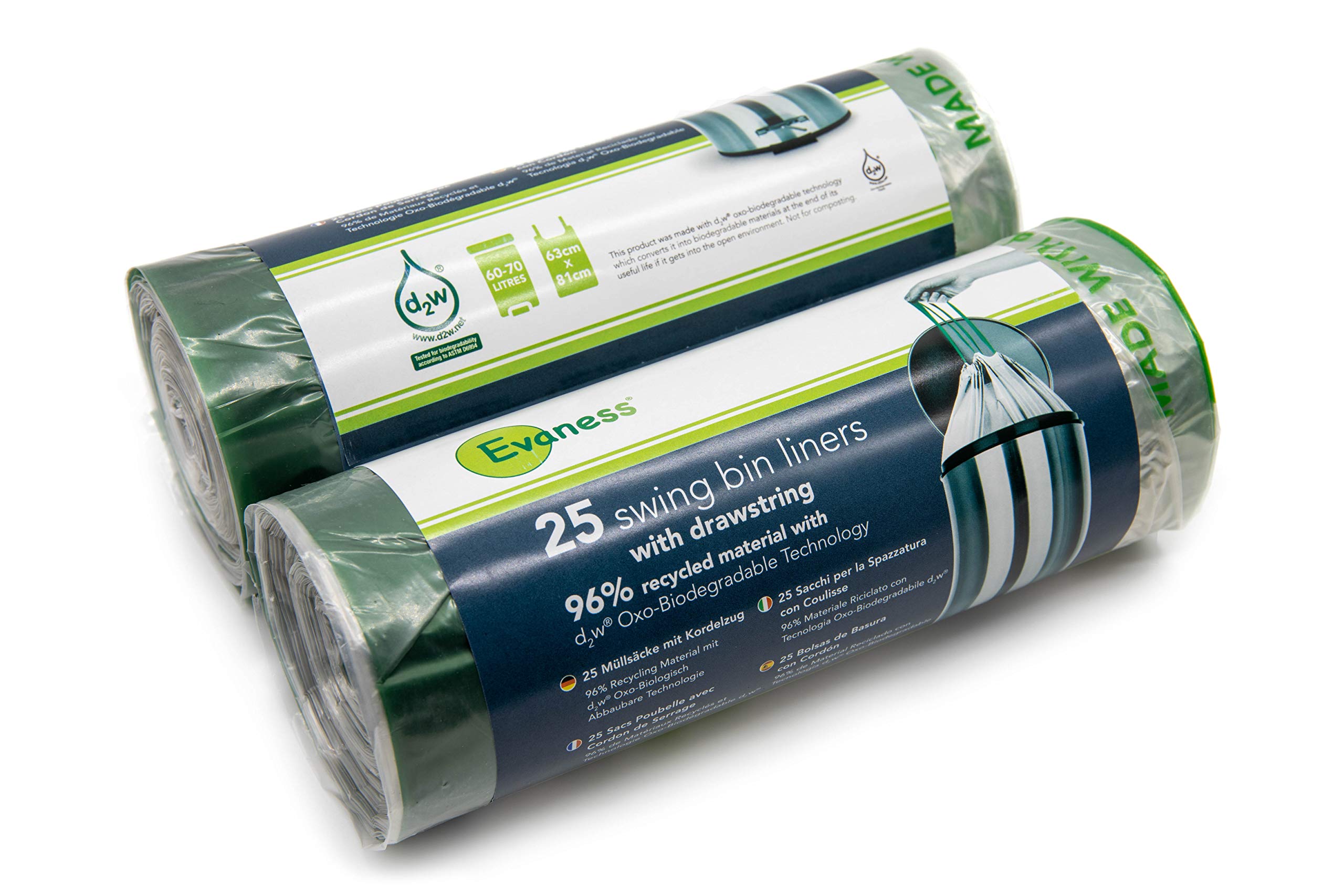 50 X Evaness 100 Oxo Biodegradable Bin Bags 96 Recycled