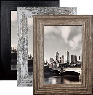 8x10 Picture Frame Distressed Frame for Wall or Tabletop Set of 3, Rustic Photo Frame Decor
