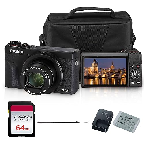 Canon PowerShot G7 X Mark III Digital Camera | 20.1MP 1-Inch Sensor, 4.2X Optical Zoom, 4K UHD Video, Wi-Fi & Bluetooth | Vlogging & Travel Camera with Bag and 64GB Card - Black