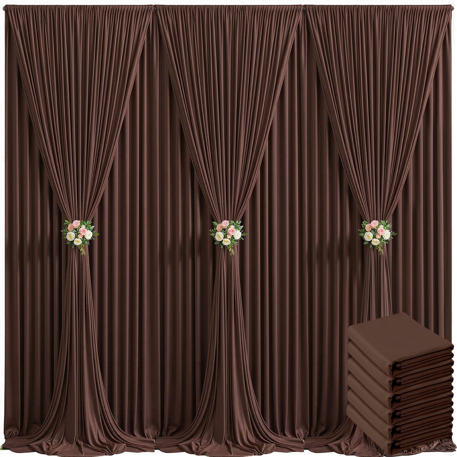 40ft x 10ft Ivory Backdrop Curtain for Wedding Ivory Wrinkle Free Backdrop Drapes Panels for Parties Baby Shower Bridal Shower Birthday Photo Photography Polyester Fabric Background Decoration — view 79