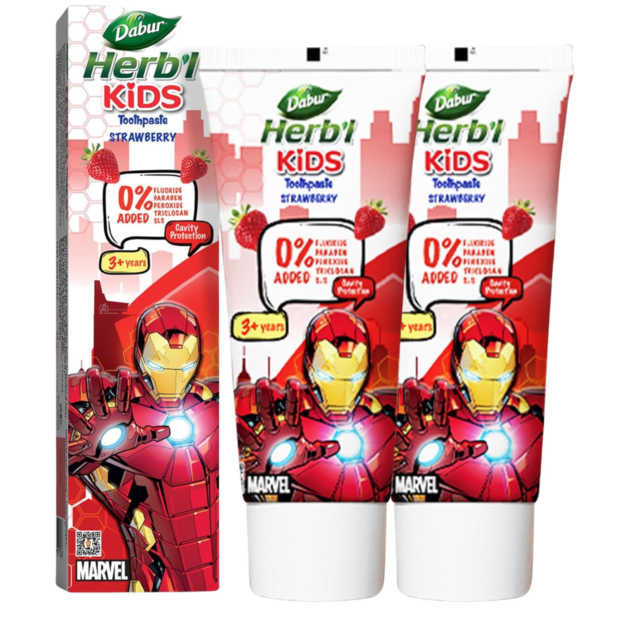 Dabur Herb’l Kids Iron Man Toothpaste - 160g (80g x 2) | Strawberry Flavour | 3+ Years | No Added Chemicals | Cavity Protection | Fights Germs | Strong Teeth & Healthy Gums | SLS & Fluoride Free-picture-22