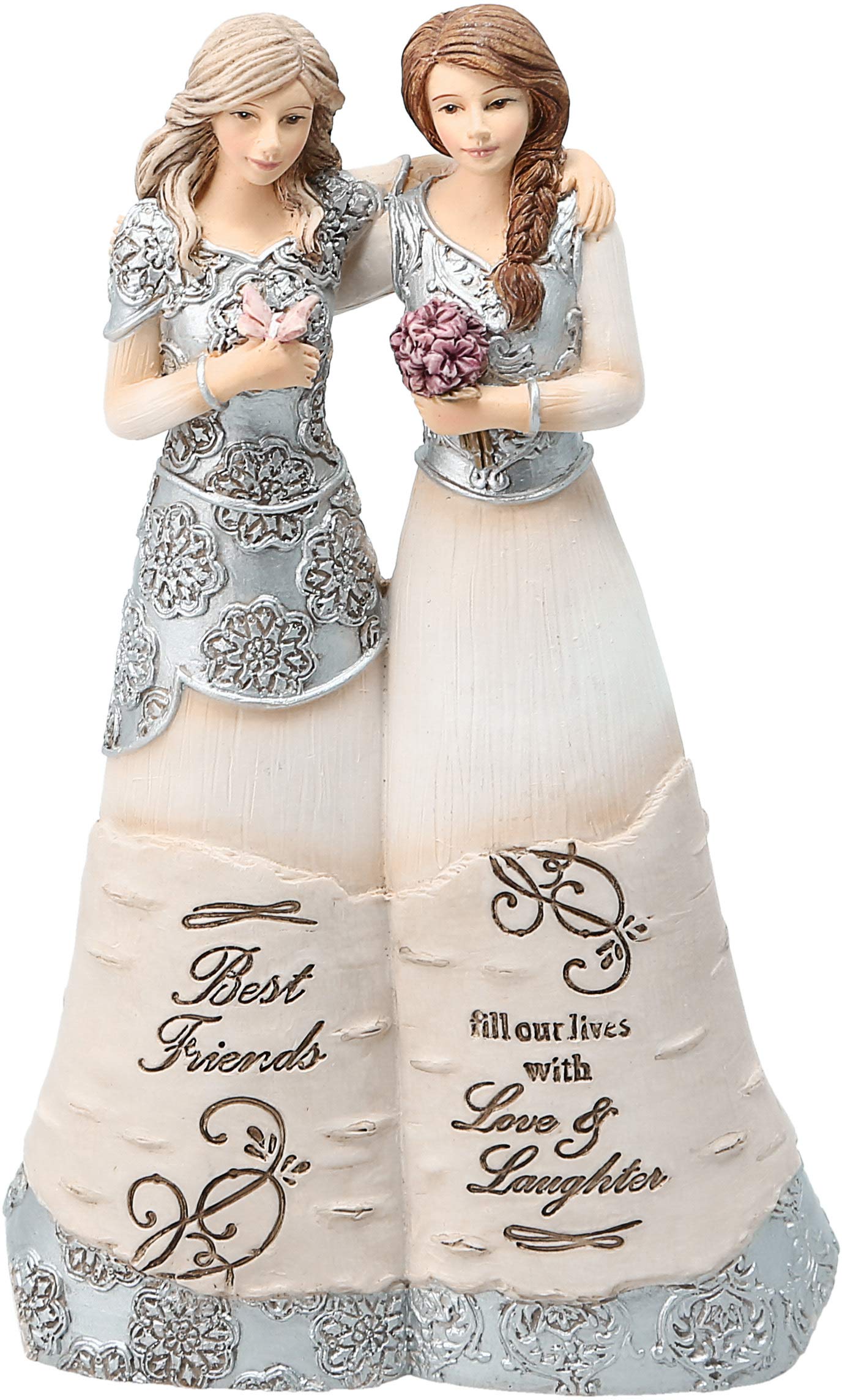 Pavilion Gift Company - Best Friends Fill Our Lives with Love & Laughter - 6 Inch Collectible Elements Double Angel Figurine