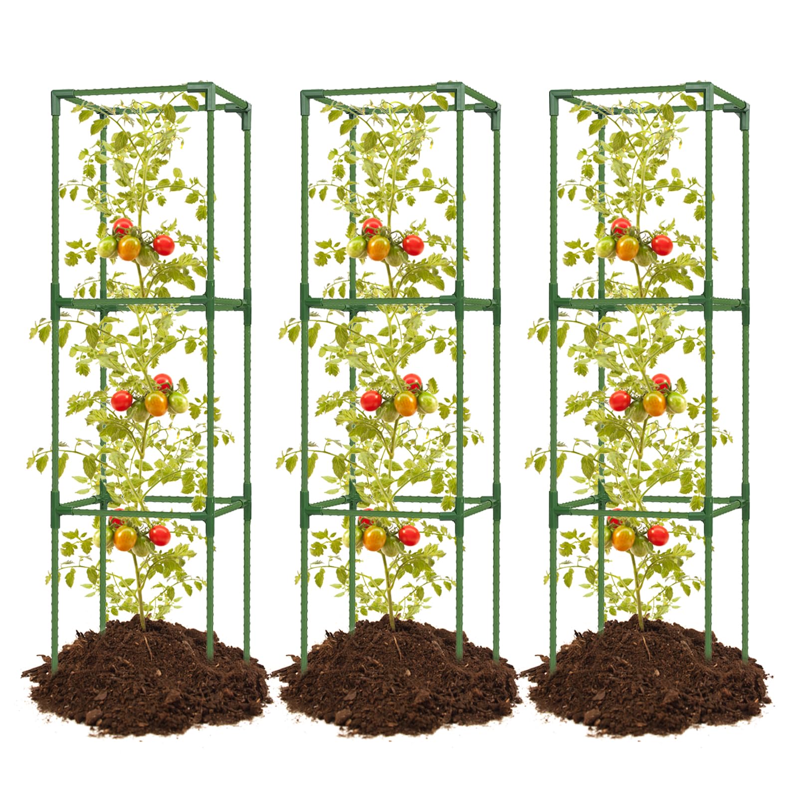Joyhalo 3 Pack Tomato Cage for Garden, 47 Inch Heavy-Duty Tomato Trellis, Height Adjustable Garden Trellis for Climbing Plants Vegetables Flowers Cucumber Peony