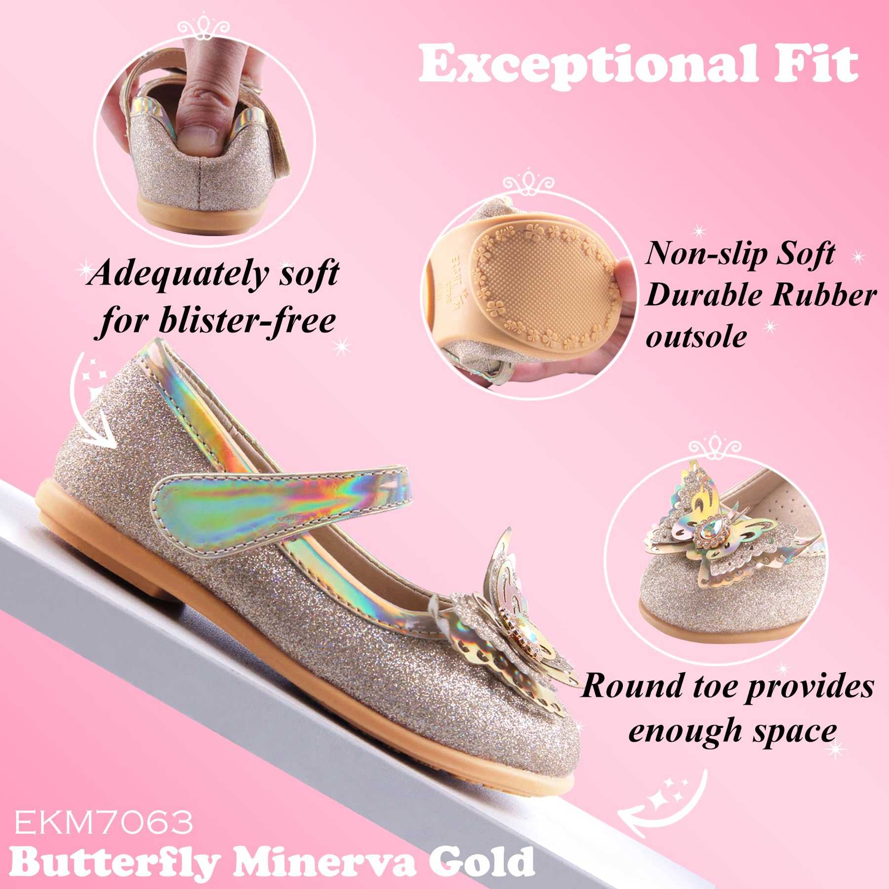 EIGHT KM - Kleinkind Mädchen Kleid Ballerinas Schuhe - Mary Jane Wohnungen - Prinzessin Hochzeit Schuhe