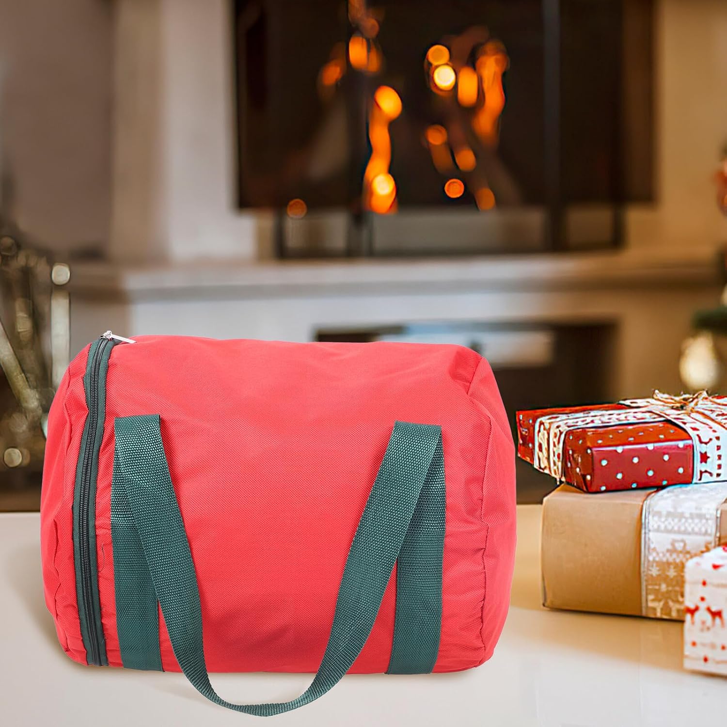 Christmas Light Storage Bag with Handle Heavy Duty Oxford Xmas Lamp Carrier for Holiday Decoration Double Zippered Dustproof Container for Outdoor Transport and Space-Saving