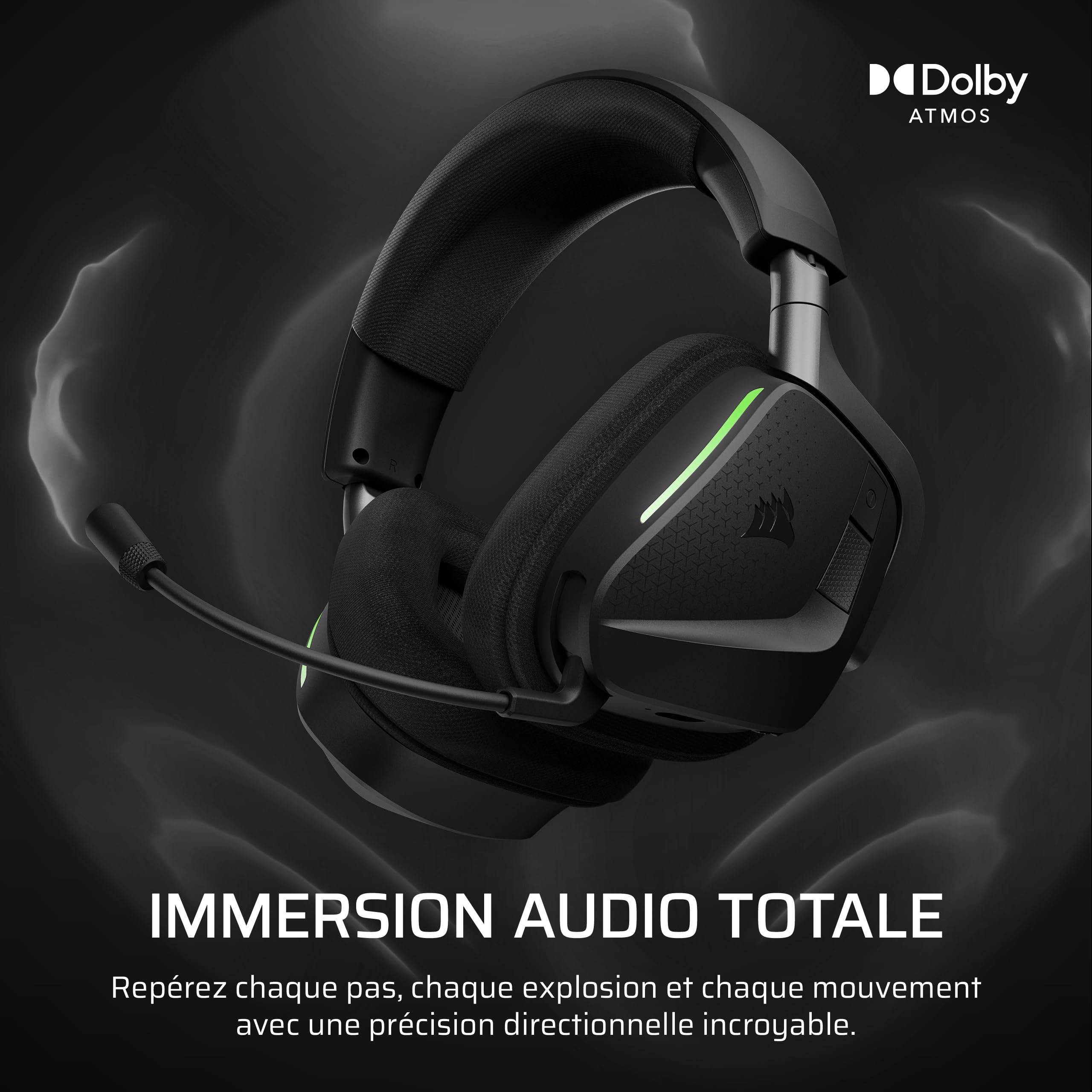 Corsair Void v2 Max sans Fil Xbox Casque Gaming – Carbon | 70 Heures Batterie, l'audio Spatial Dolby Atmos, 2.4GHz/Bluetooth, RGB, iCUE – Xbox, PlayStation, PC, Switch, Mac, Mobile