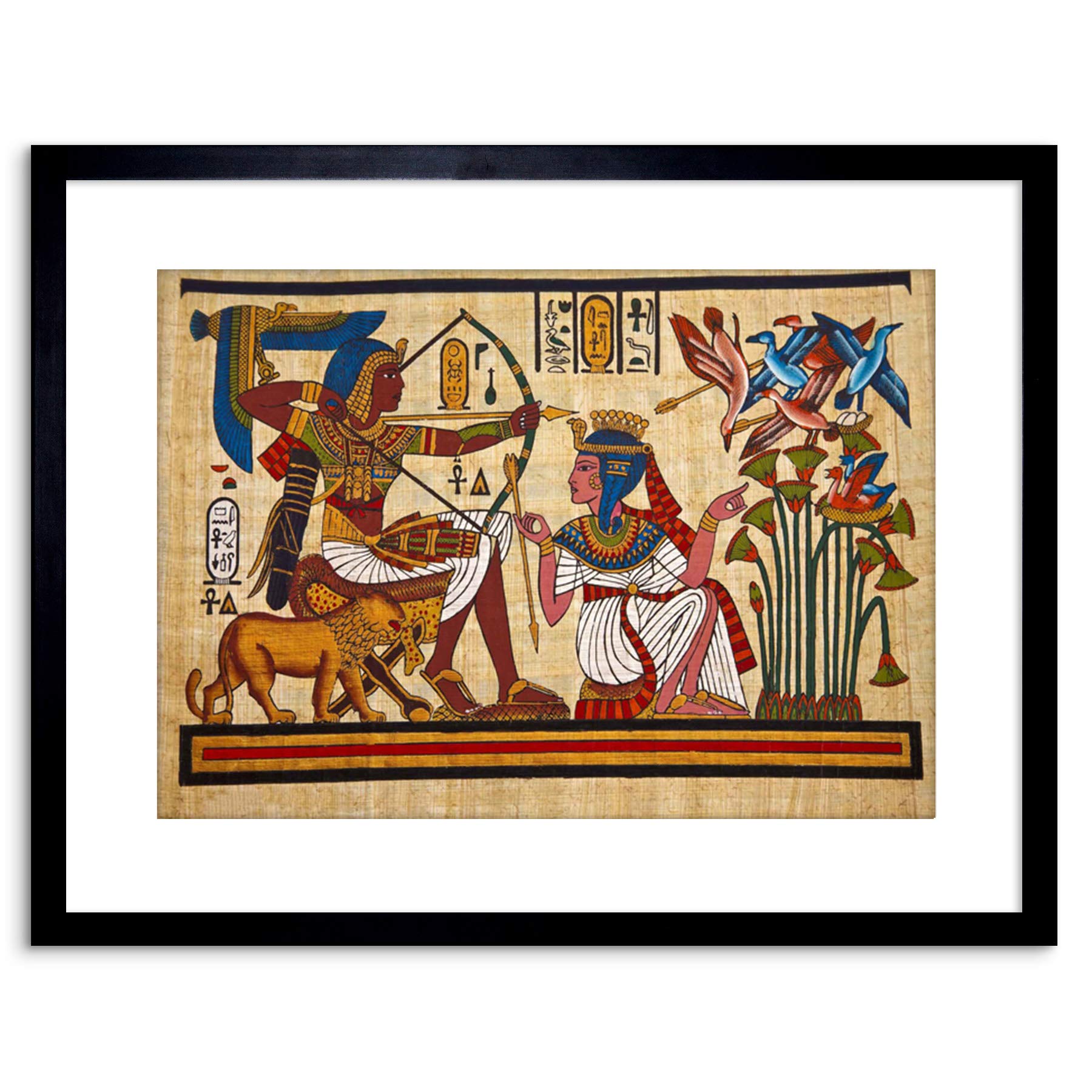 Wee Blue Coo Painting Egyptian Mural Pharaoh Queen Archery Arrow Bow Framed Wall Art Print