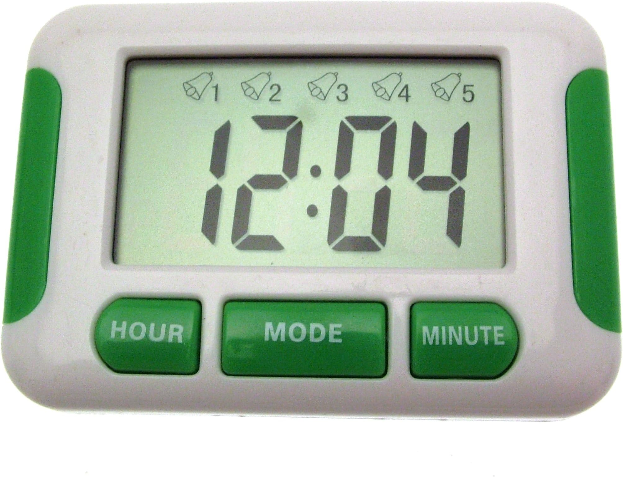 Compact Five Alarm and Countdown Pill Reminder