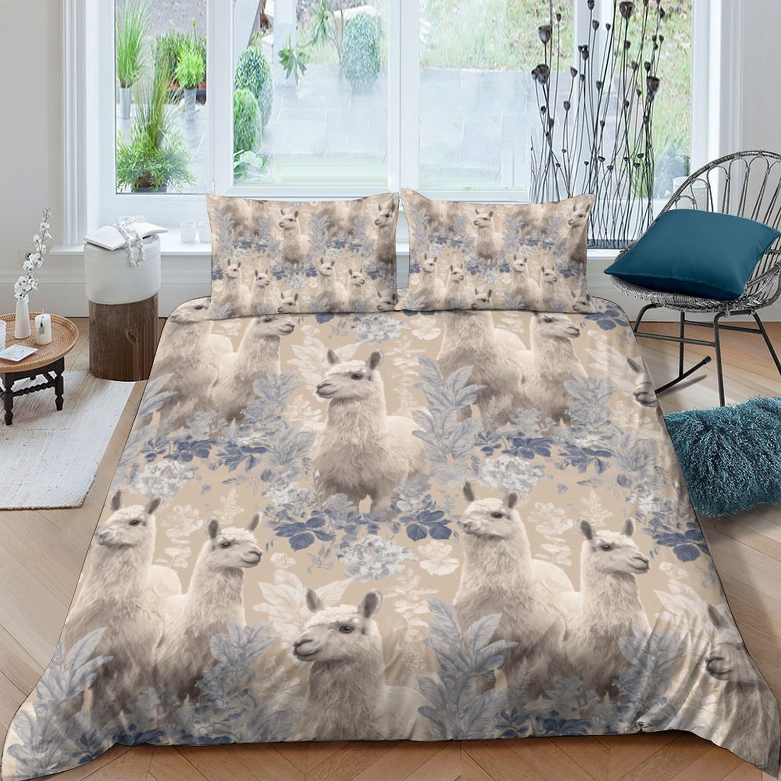 Ctjqhvkz Style-3 3D Printed Llama Forest Fitted Sheet Microfiber Soft Breathable Alpaca Meadow Mattress Cover For Bedroom Decor Single（135X200cm）