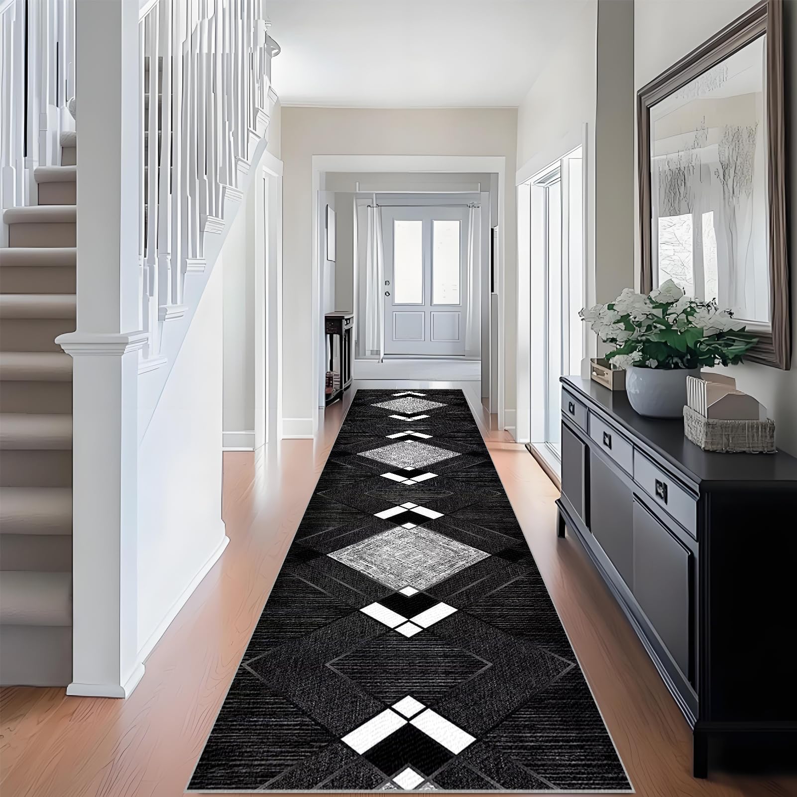 Qemgrste Carpet Runners Non Slip Hallway Runner Rug Kitchen Runner Rug Carpet Runners for Hallways Machine Washable Low Pile Runner Rugs Narrow Rugs Area Rug Runner Rug for Hallway 70 x 300 cm