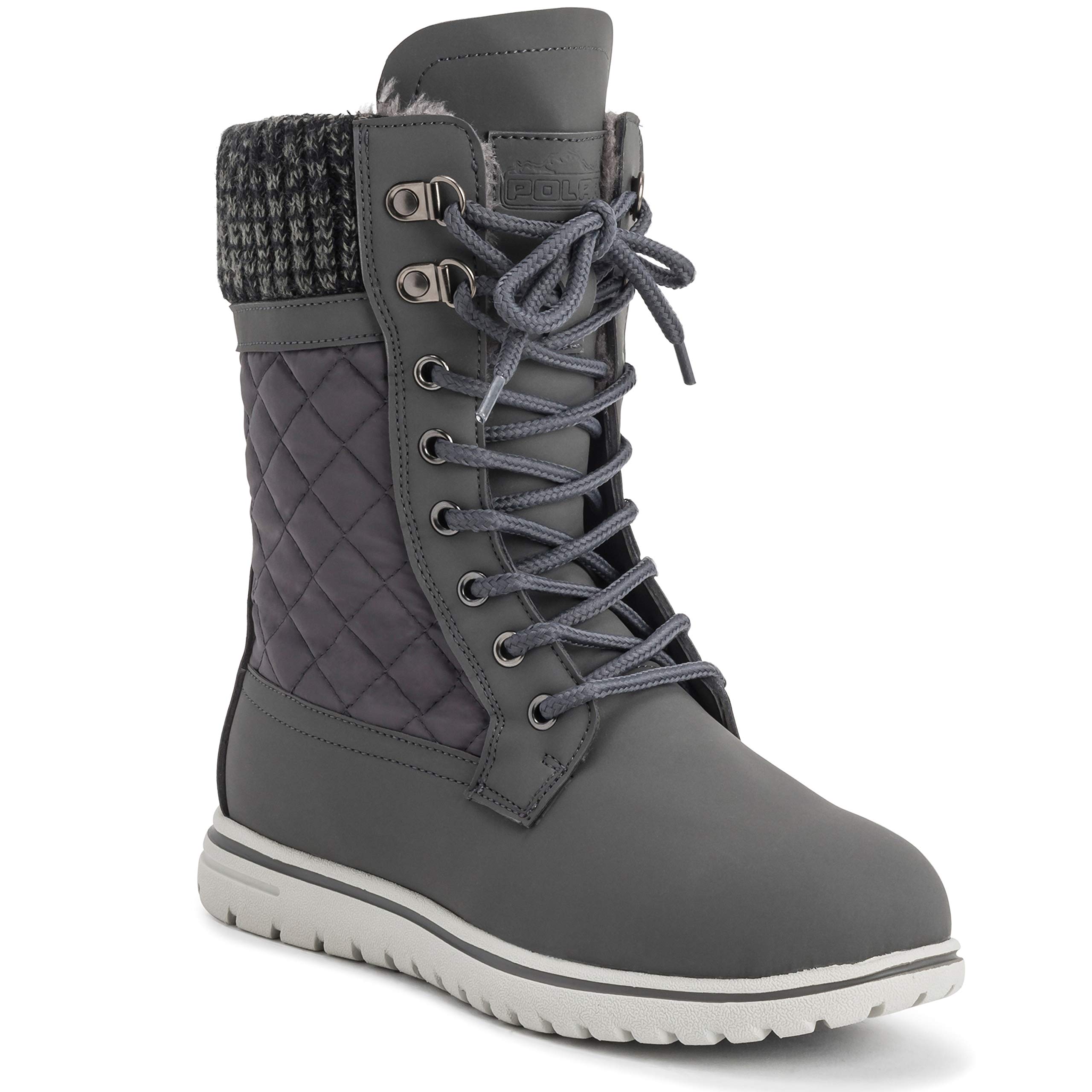 Polar Boot Womens Quilted Short Snow Winter Faux Fur Warm Durable Waterproof Boots - 9 - GRE42 AYC0526