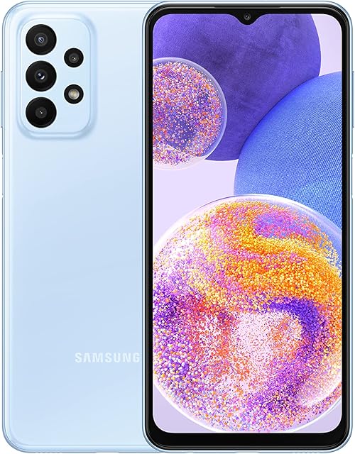 Samsung Galaxy A23 Mobile Phone SIM Free Android Smartphone 6.4 Inch Infinity-V Display, 4GB RAM, 64GB Storage, 5,000 mAh Battery, Blue, Android 12 [UK Version], 3 Year Warranty