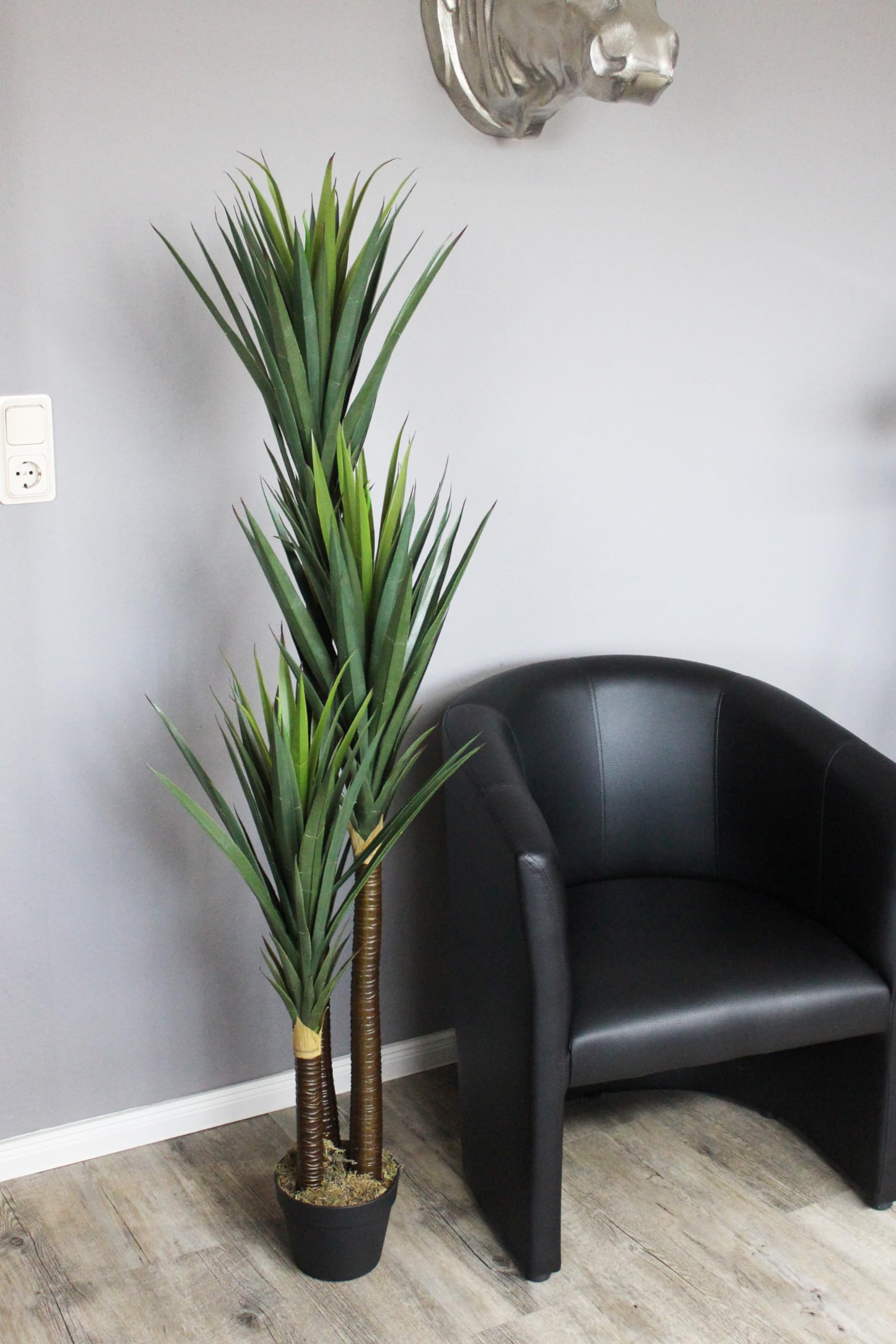 Arnusa Palmier artificiel Yucca - 150 cm - 153 feuilles - Plante artificielle en pot - Grande plante d'intérieur - Plante verte