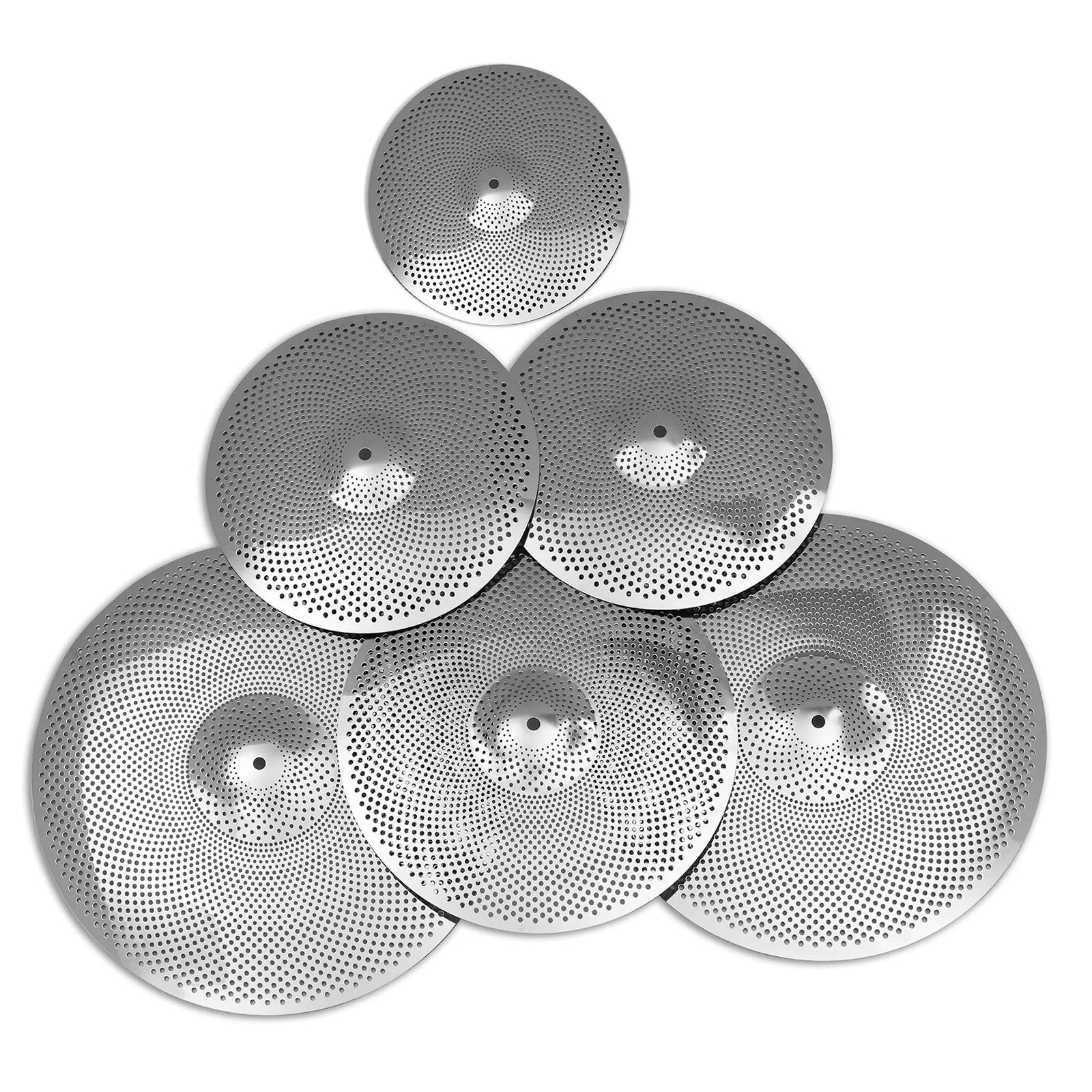 Piatti per Batteria Professionali Pacchetto Piatti A Basso Volume Set Piatti Silenziosi 10/14''/16''/18''/20'' (6 Pezzi) Con Borsa Per Piatti