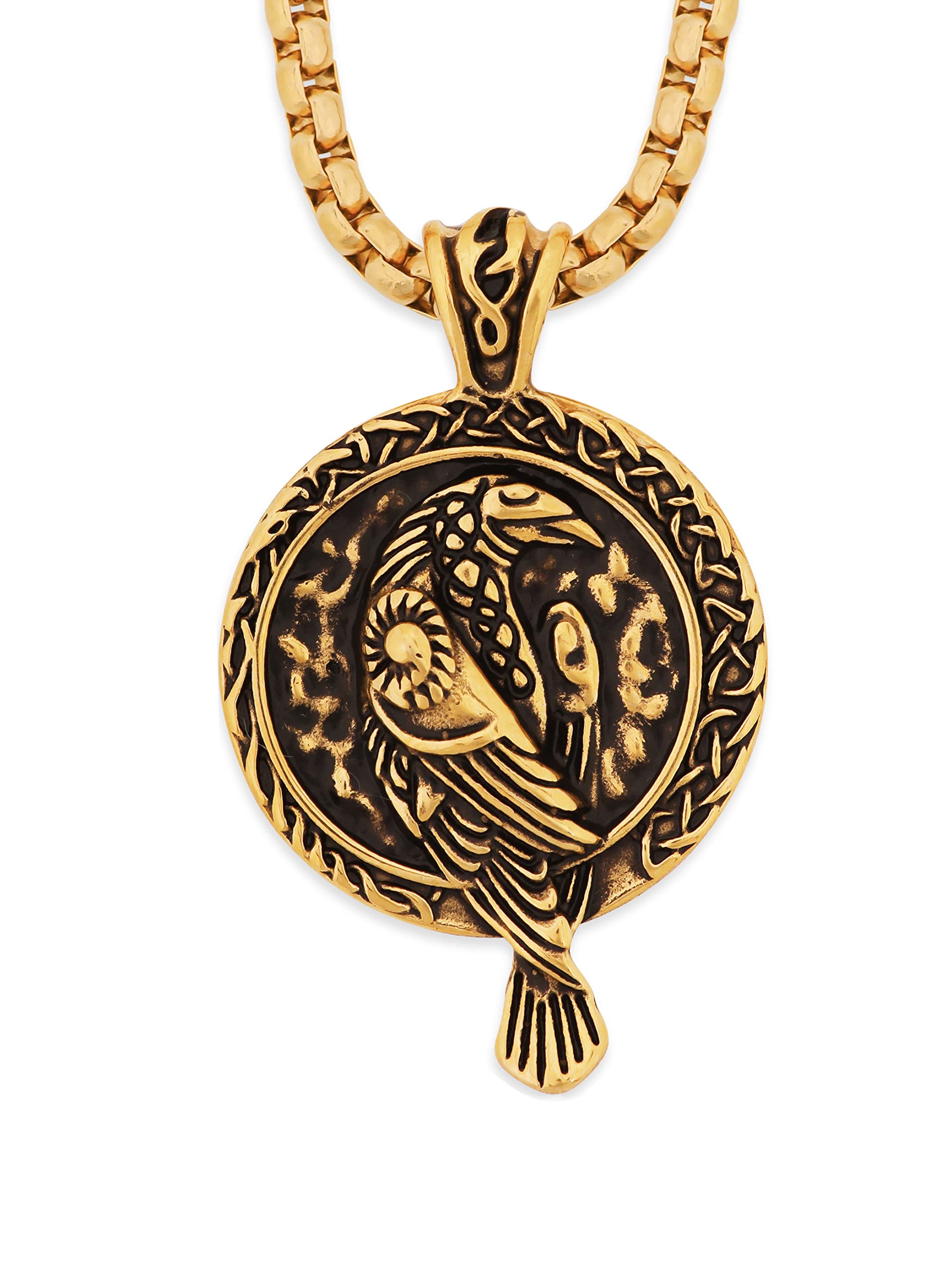 HAQUILRaven Necklace, Celtic Raven Pendant, Raven Jewelry Gift for Men and Women