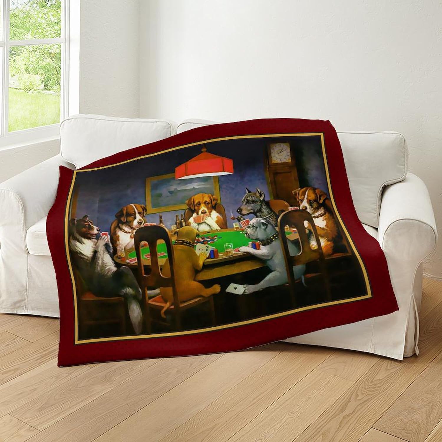 CafePress Poker Dogs Friend (Red Border) Throw Blanket Super Soft Fleece Plush Throw Blanket, 60"x50"