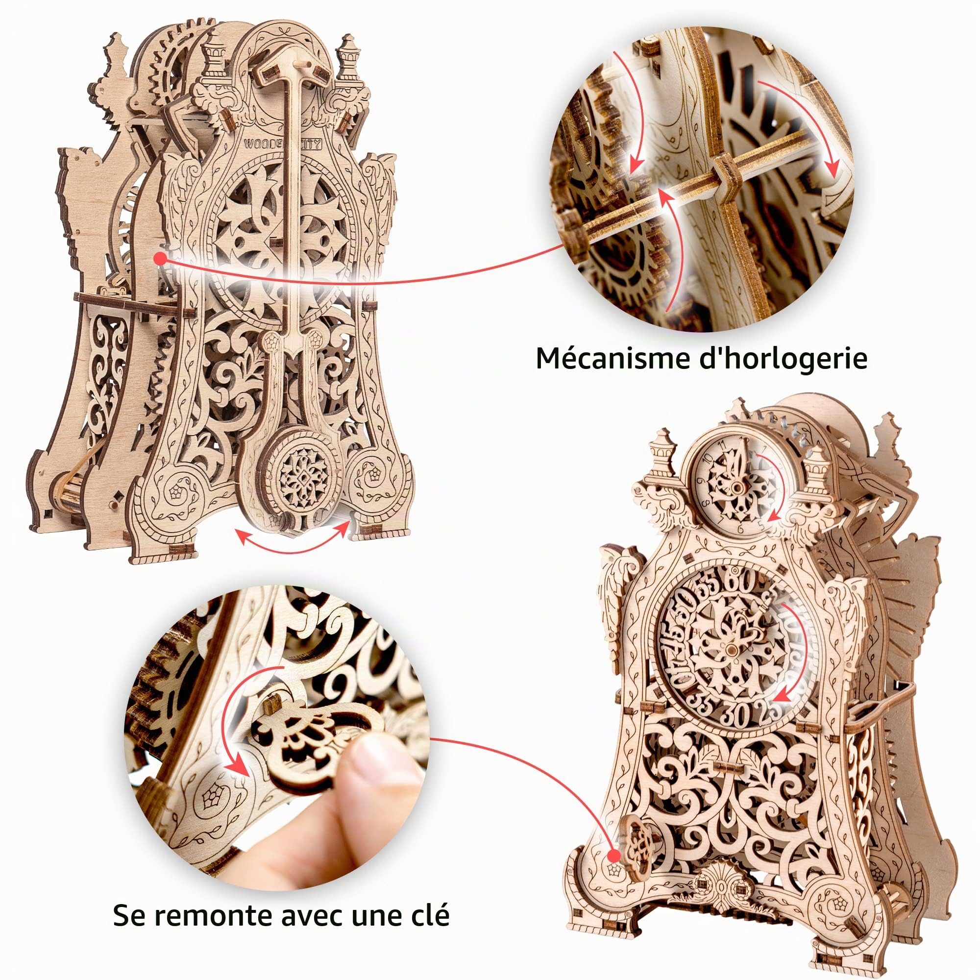 WOODEN.CITY Puzzle 3D Mécanique Modèle en Bois Maquette à Construire en 3D, Cadeau Unique pour Homme, Mari, Partenaire, Collègue - Puzzle Adulte, Casse Tête, Horloge, Activité Manuelle Adulte