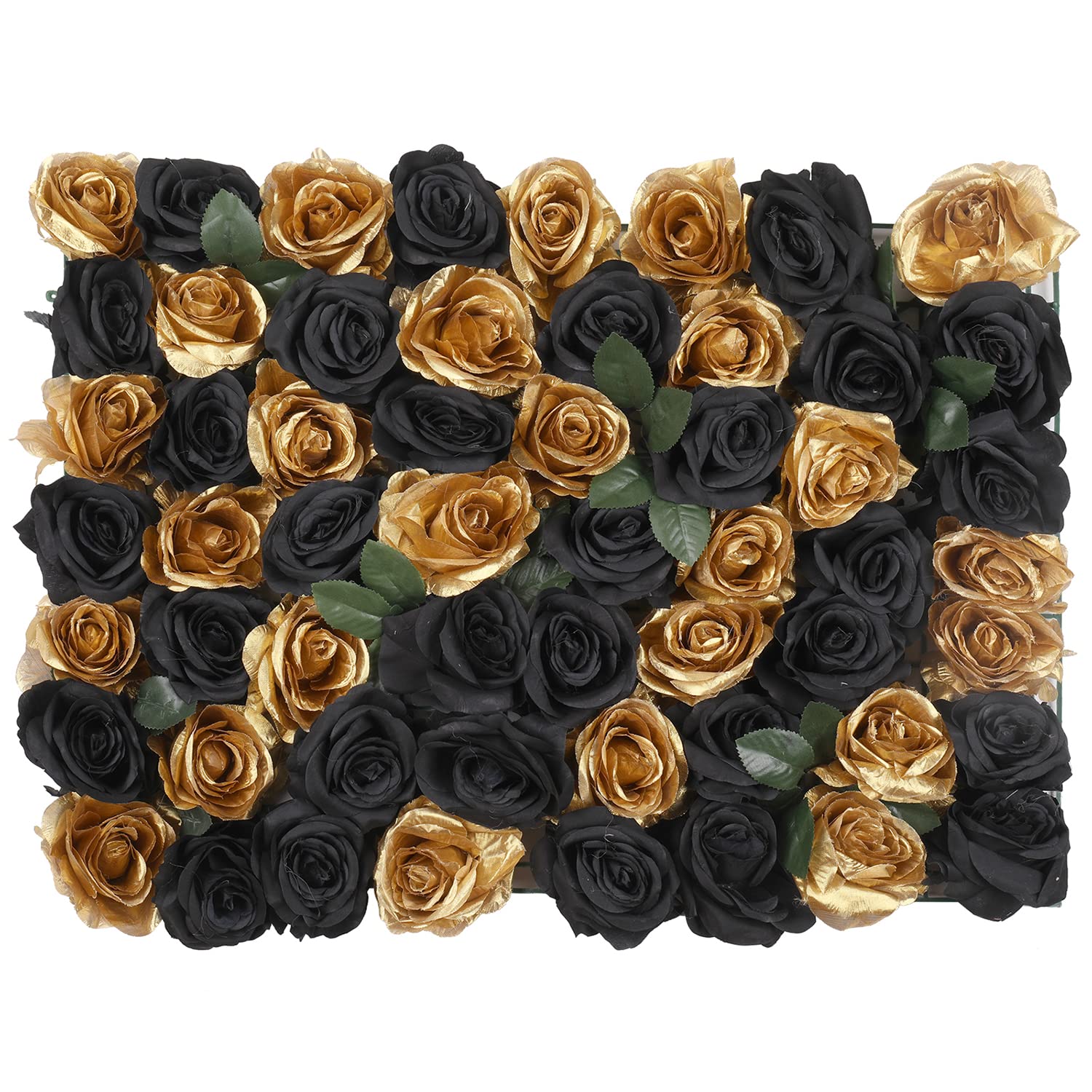 Artificial Flowers Wall Panels, Black & Champagne Gold Roses, 1pc — image 1