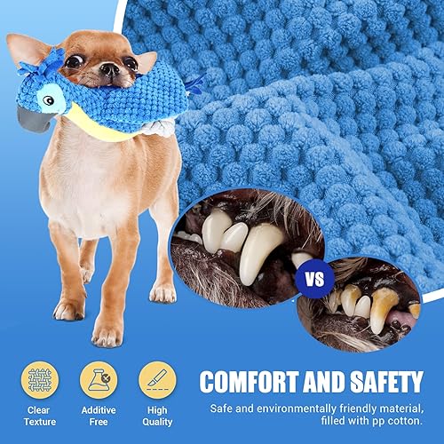 Miniatura 4 de ROSAUI 2 juguetes chirriantes de felpa para perros, exquisito diseño de loro, pana suave con textura de piña, juego interactivo para perros