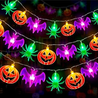 2 Pack Halloween Lights Outdoor Indoor Decorations Total 40FT 60 LED Pum...