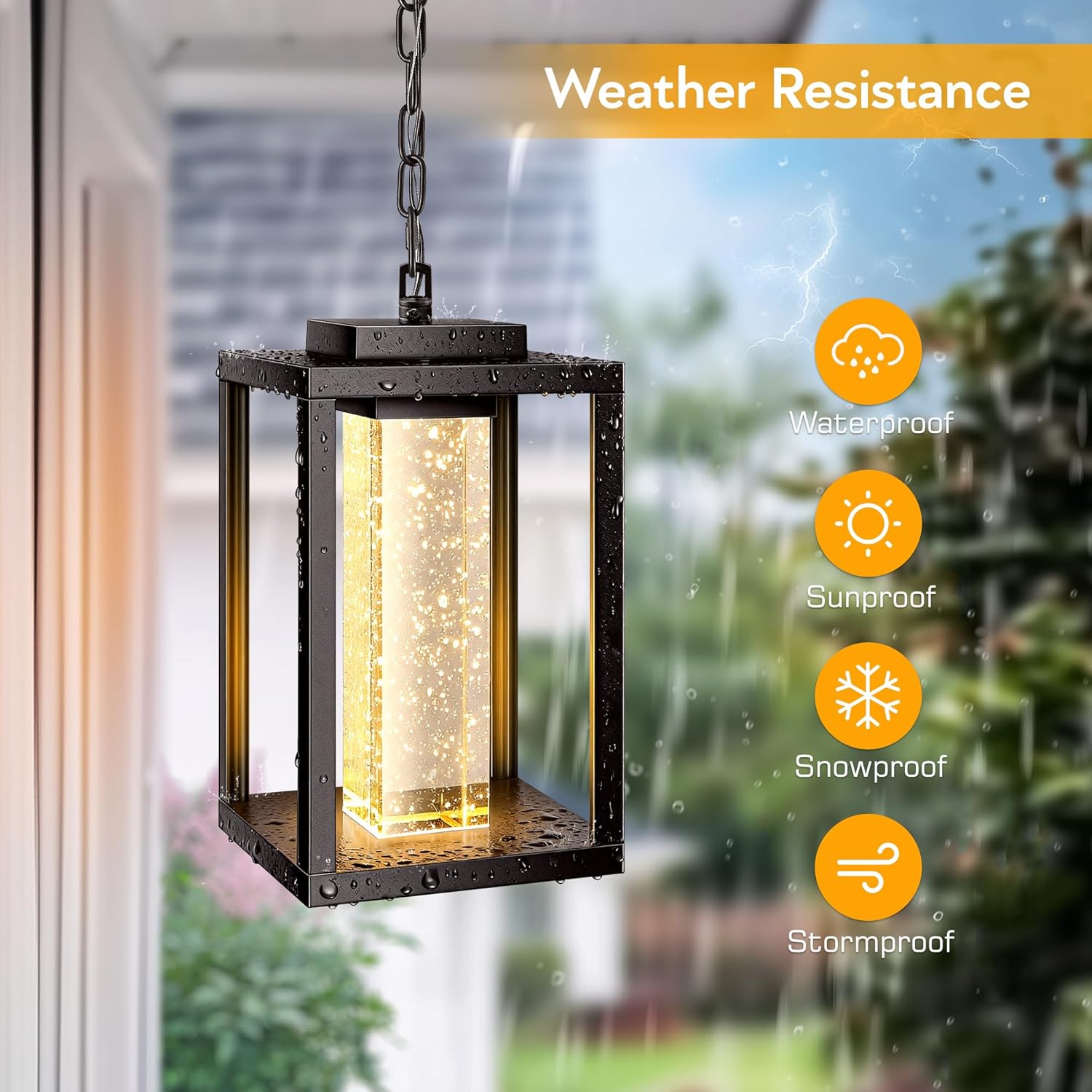 VIANIS Oil Rubbed Bronze Farmhouse Outdoor Pendant Lights for Porch with Adjustable Chain, 2 Pack Porch Lights Outdoor Dawn to Dusk Exterior Lighting Fixtures for House