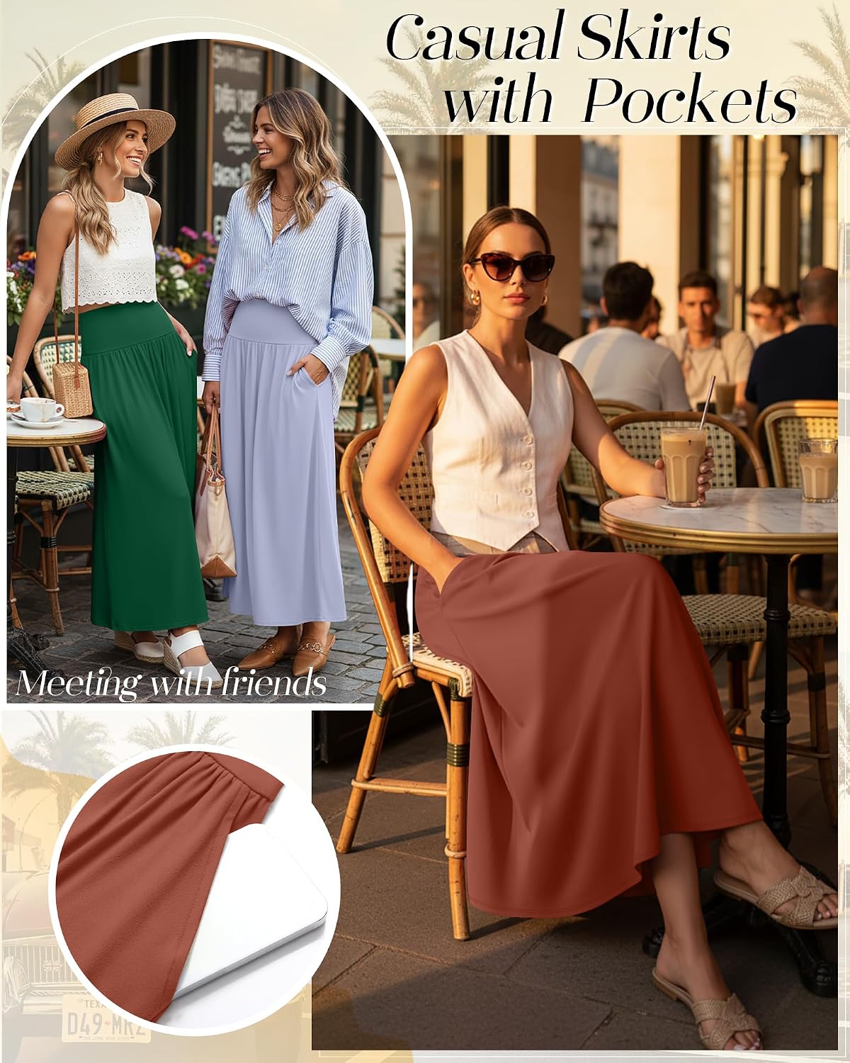  3 Pack Maxi Long Skirts for Women thumbnail