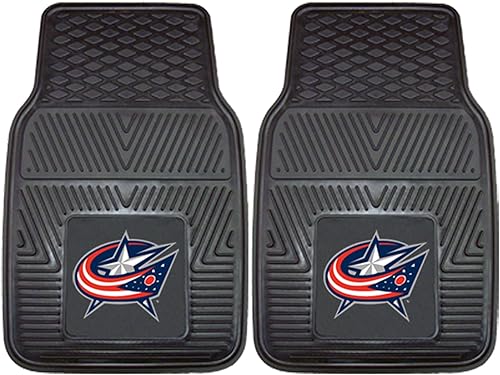 FANMATS 10574 Columbus Blue Jackets - Juego de 2 alfombrillas de vinilo resistentes para automóvil, alfombrillas de primera fila, protección para