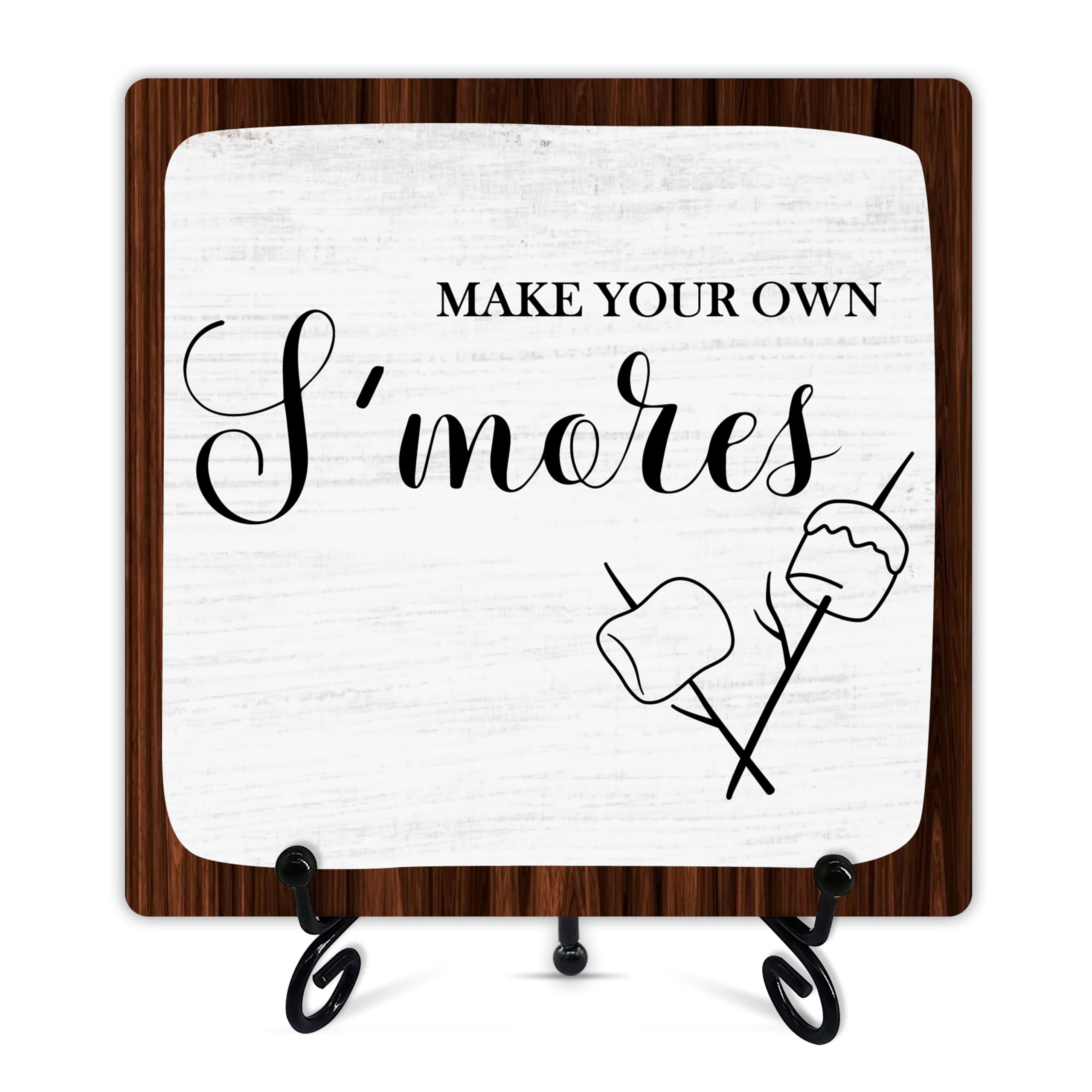 Photo 1 of Wenhihsiy Decorative Sign, Rustic Wooden S'mores Sign with Stand, 5 x 5 Inches, Tabletop, Love Theme