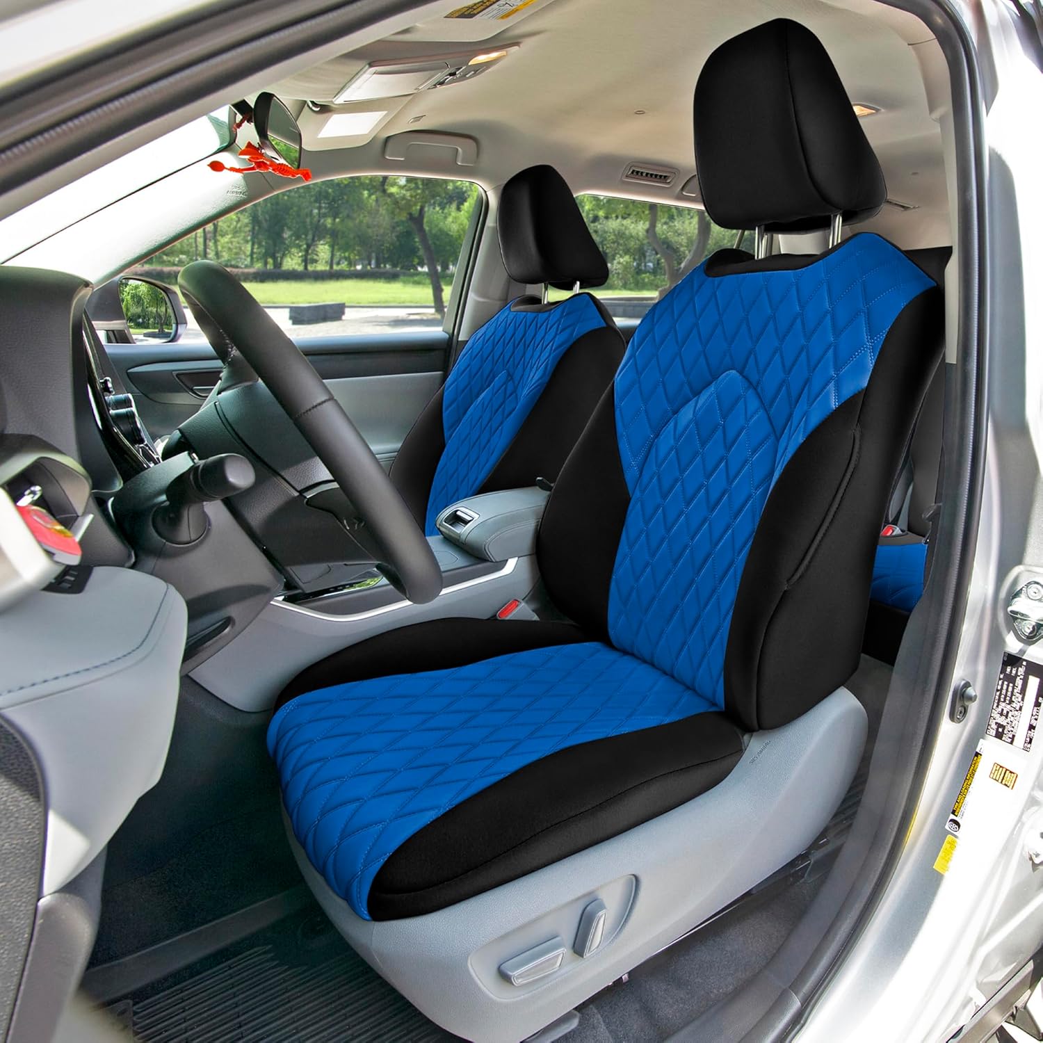 FH Group Custom Fit Car Seat Covers Specifically Made for 2020-2024 Toyota Highlander, Front Set Blue Ultraflex Neoprene Automotive Seat Covers, Toyota Accessories