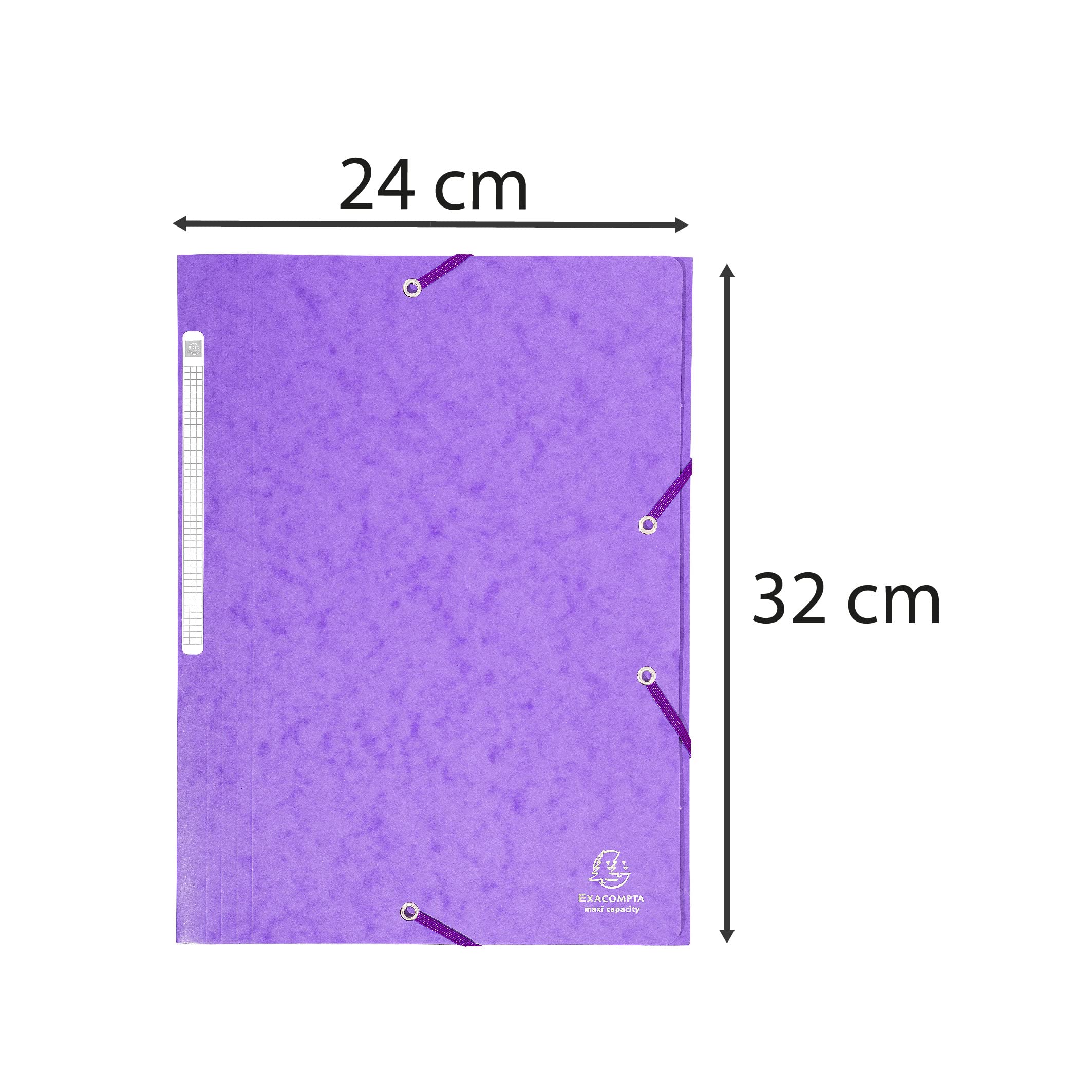 Exacompta - Réf. 17115H - Carton de 25 chemises à élastiques - pochettes 3 rabats Maxi capacity - en carte lustrée - dimensions 24 x 32 cm pour documents au format A4 - couleur violet