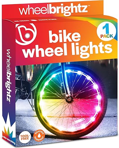 Brightz WheelBrightz - Luz LED para rueda de bicicleta, paquete de 1 luz para neumáticos, luces delanteras y traseras para conducción nocturna,