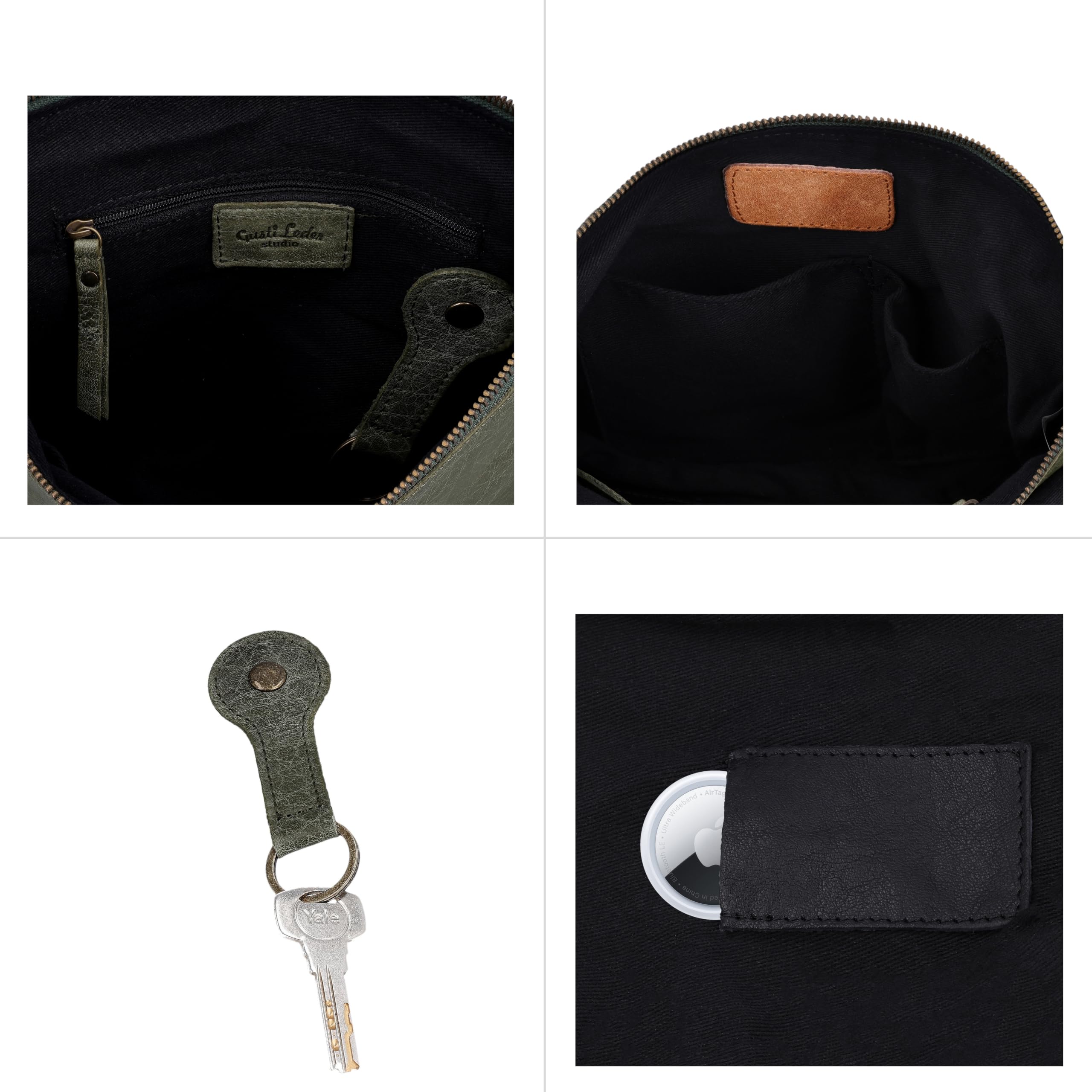 Gusti Leder Maisie - Borsa a tracolla da donna in vera pelle, stile vintage, con cerniera e tracolla